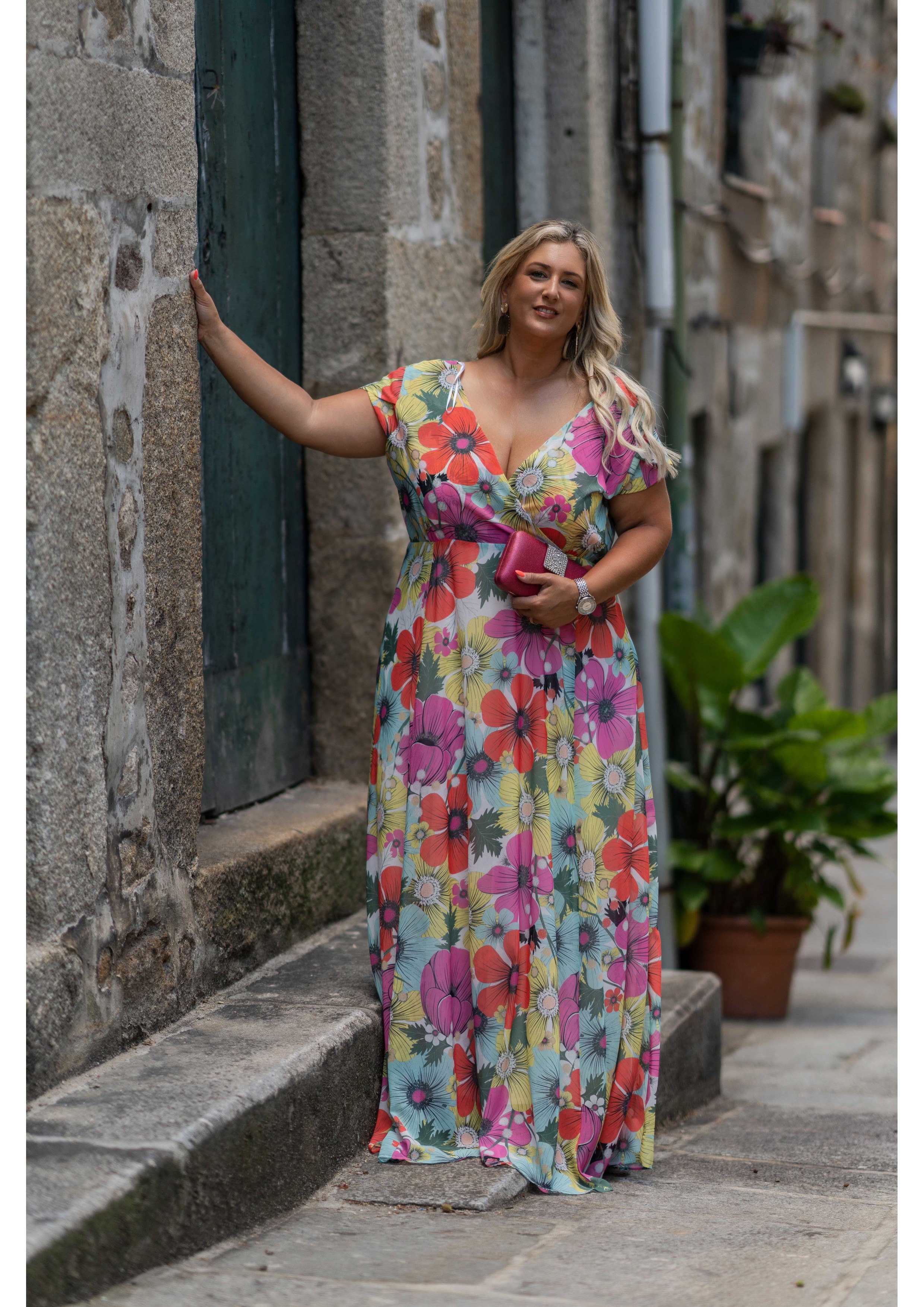 Robe longue en tissu fluide...