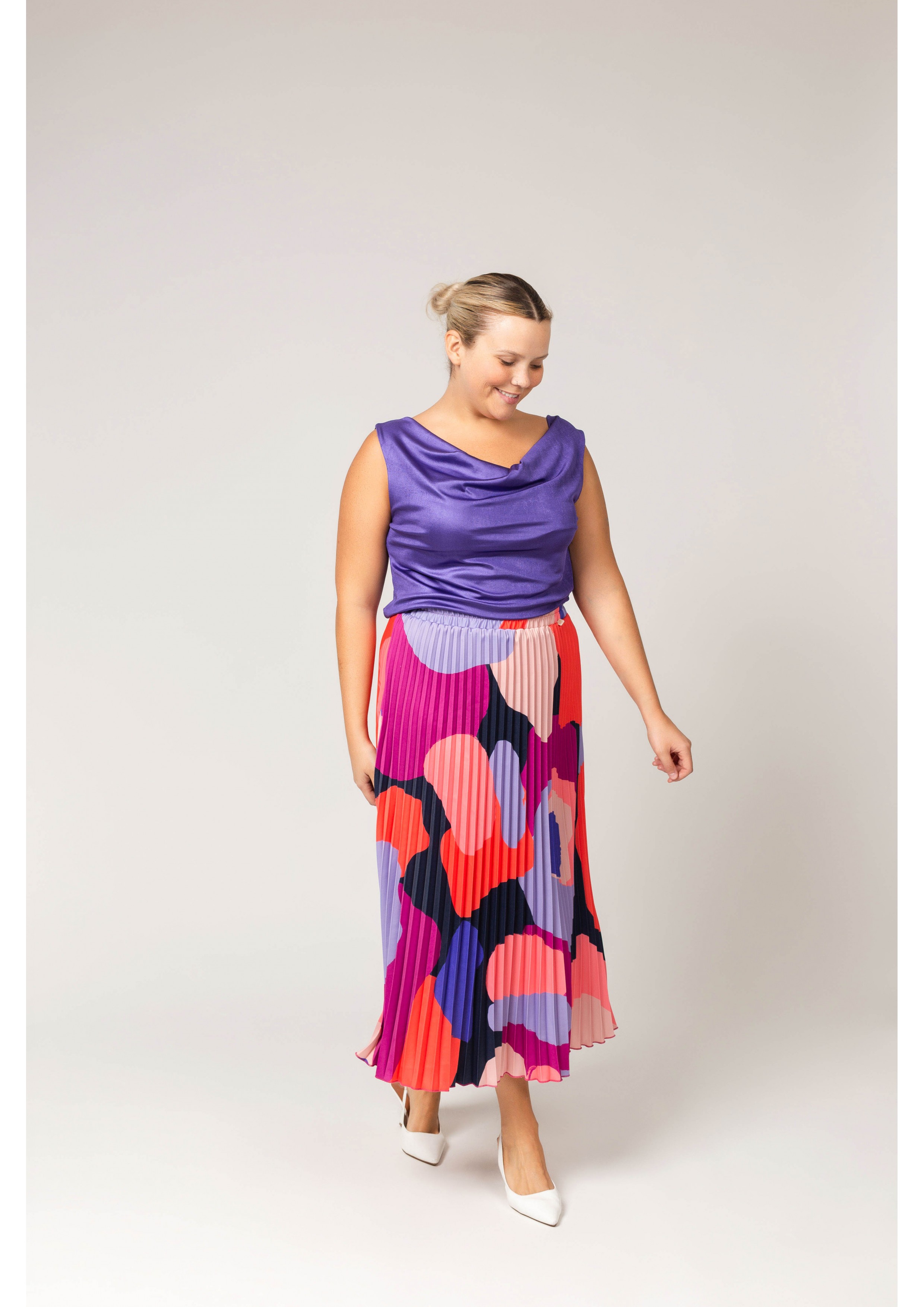 Pleated Skirt in Printed...