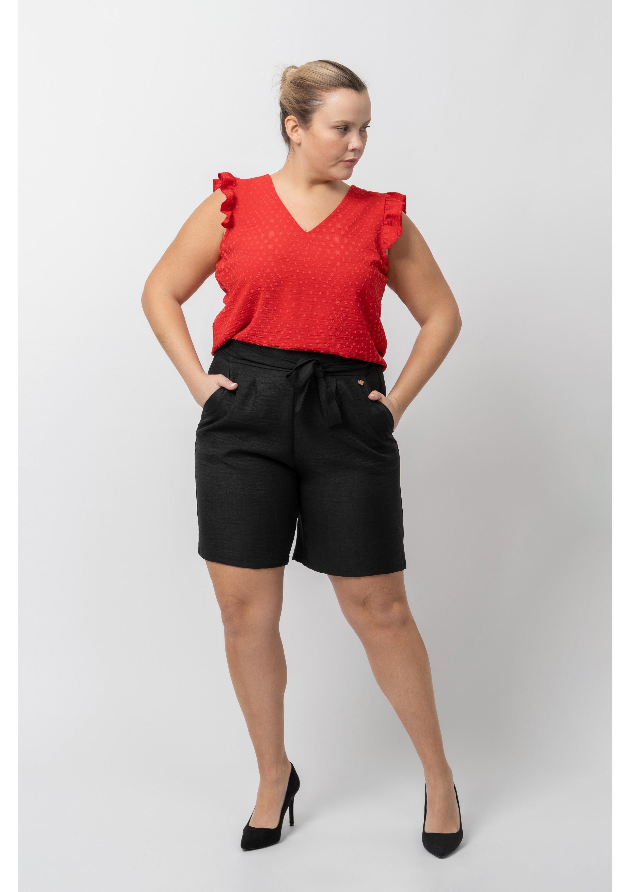 Plain Fabric Shorts Spring...