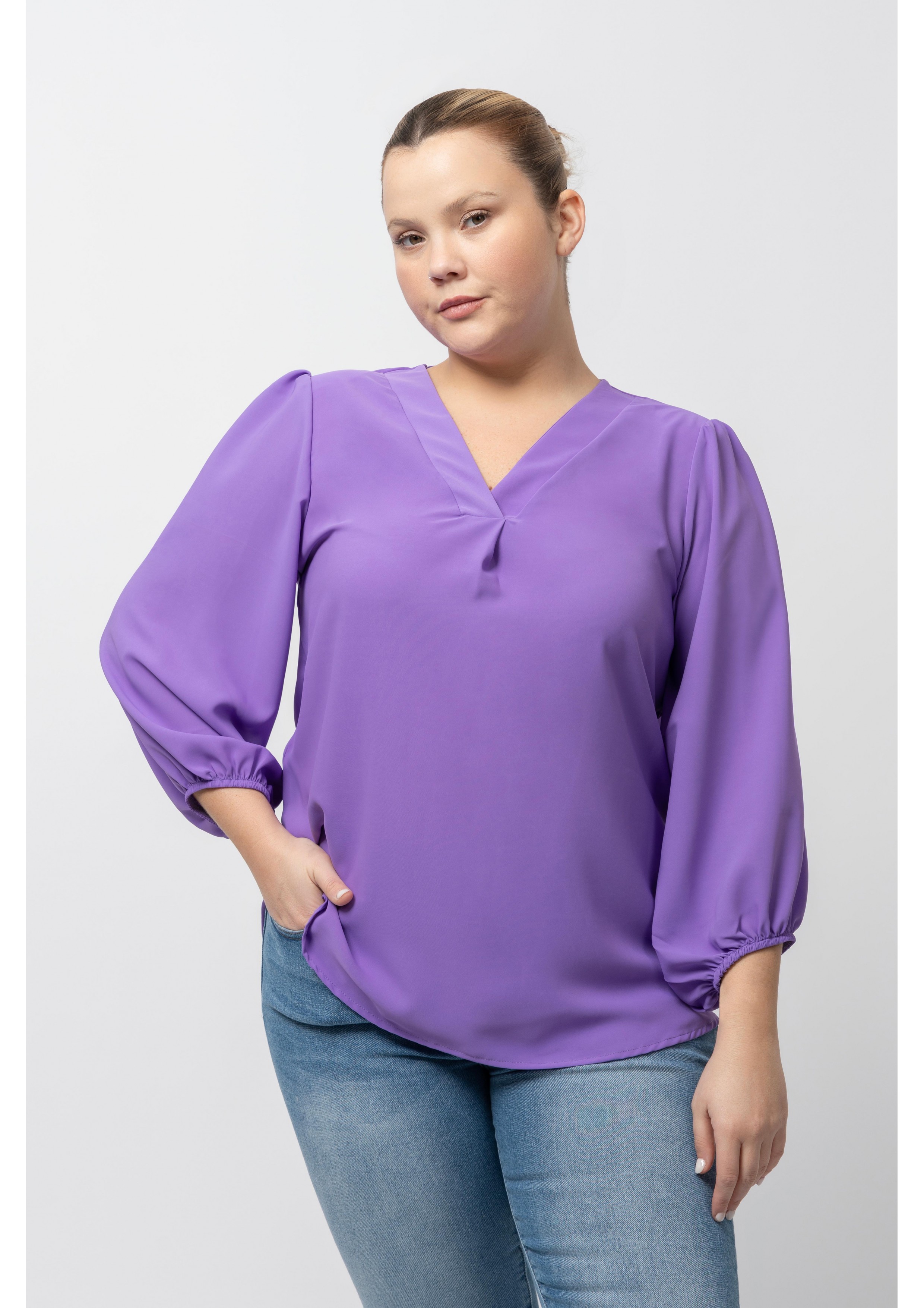 Plain Fabric Blouse Spring...