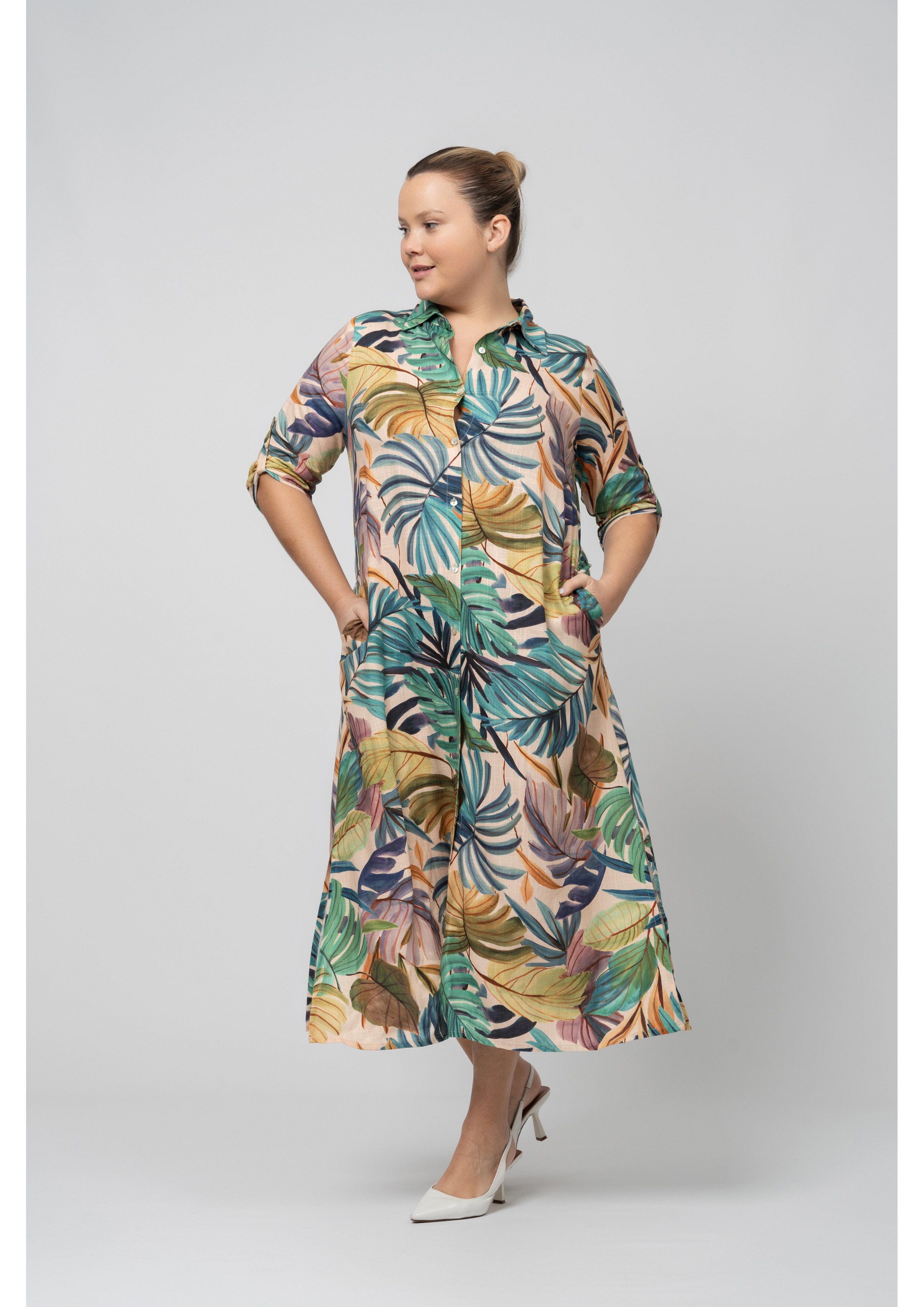 Printed Linen Dress Spring...