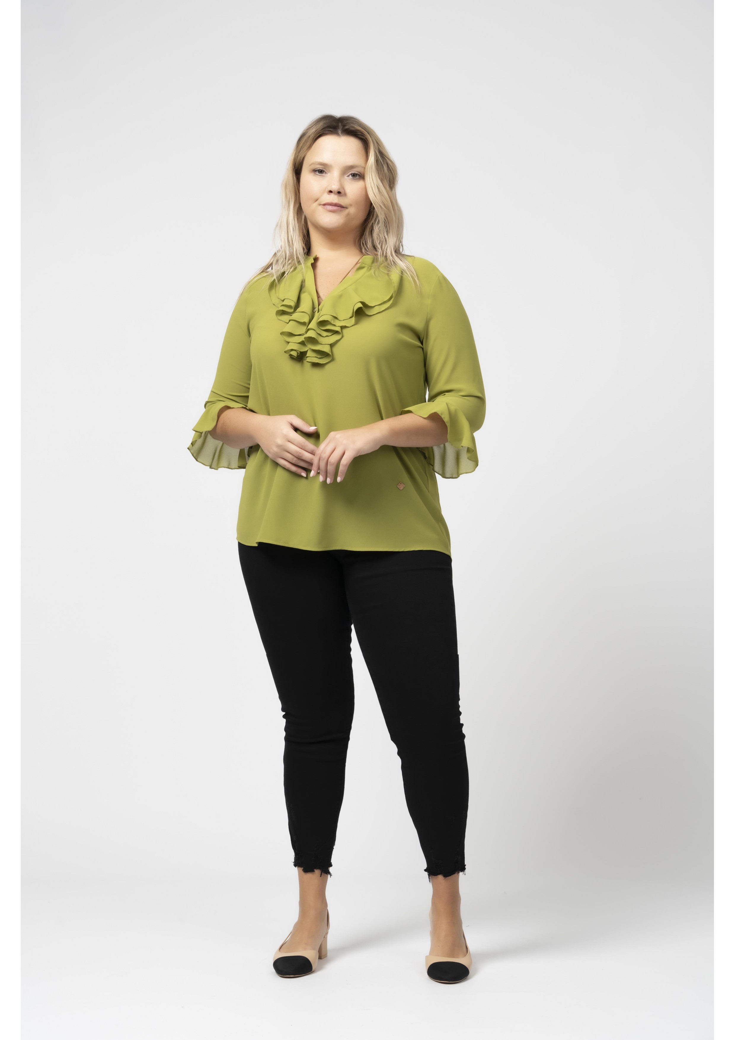 Pantalon en denim uni...