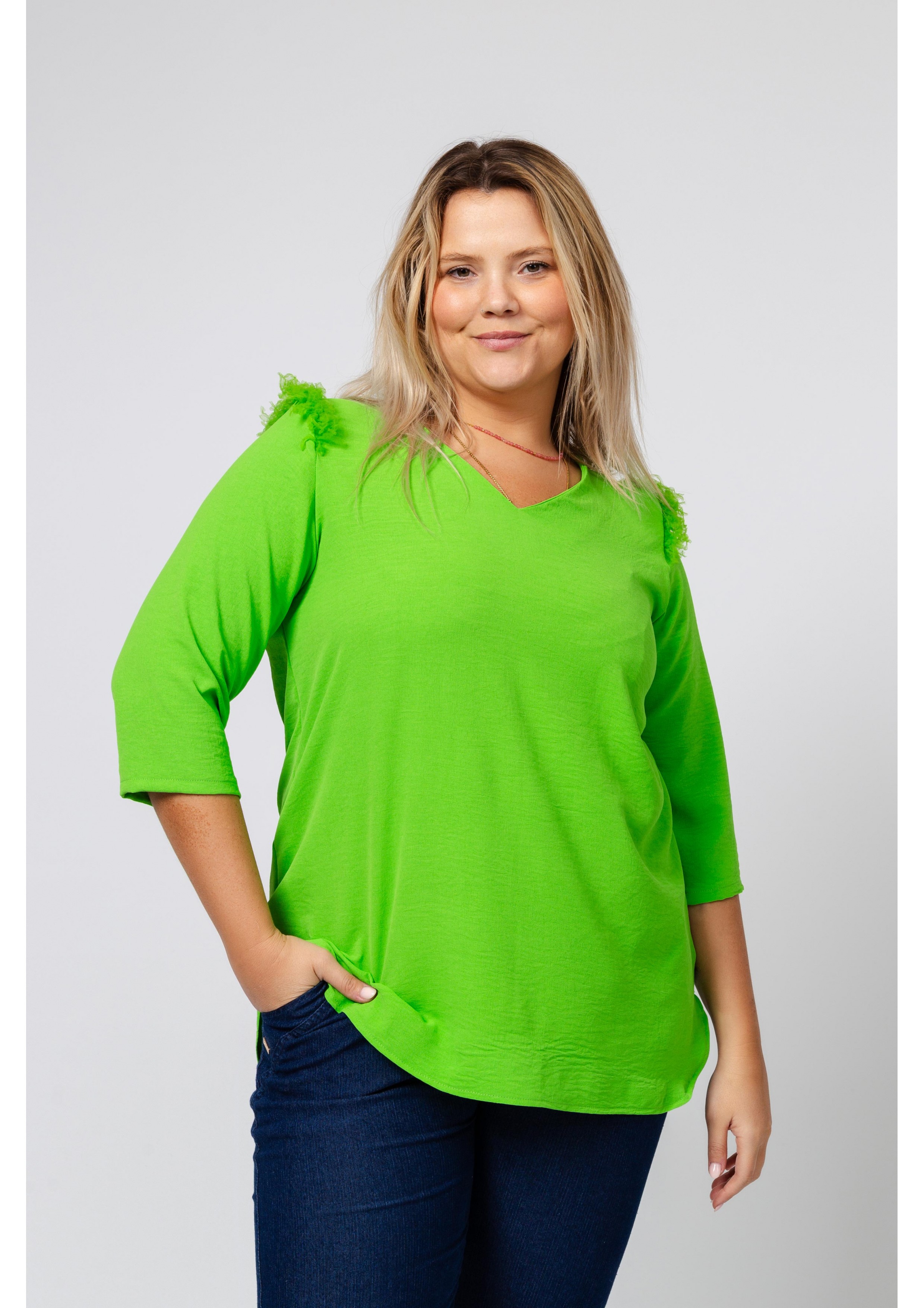 Blouse en tissu uni...