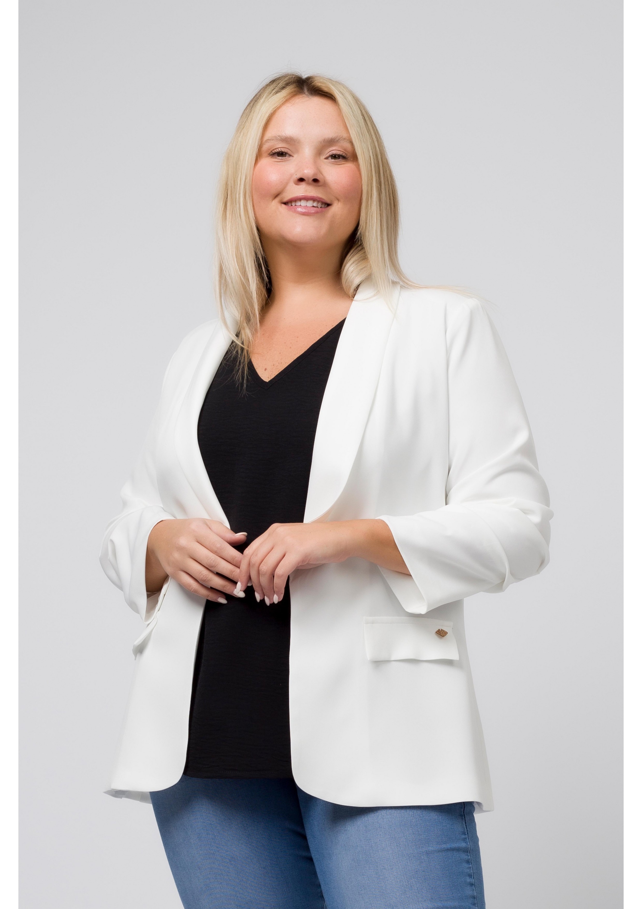 Blazer en tissu uni...