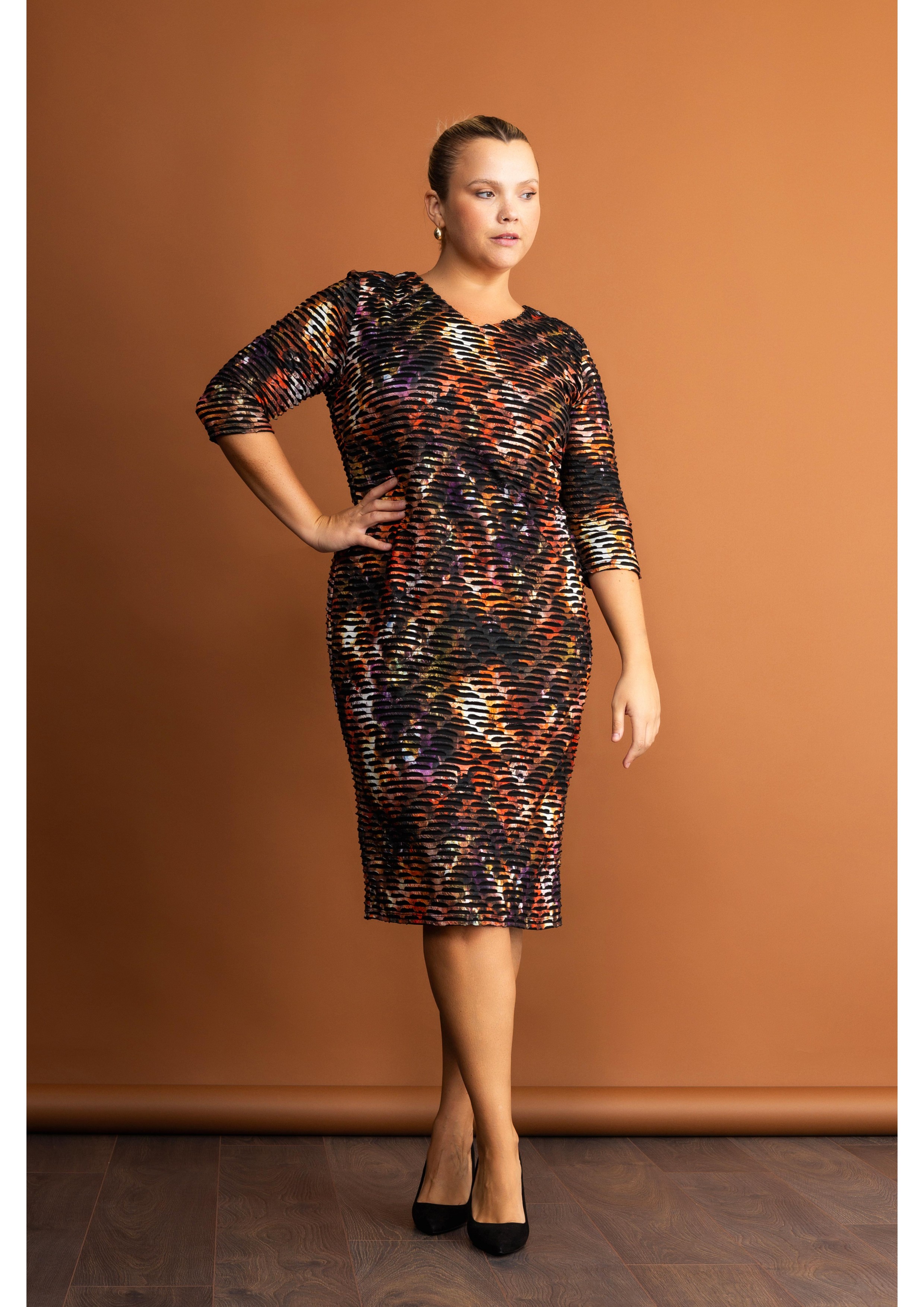 Printed Knit Dress Autumn...
