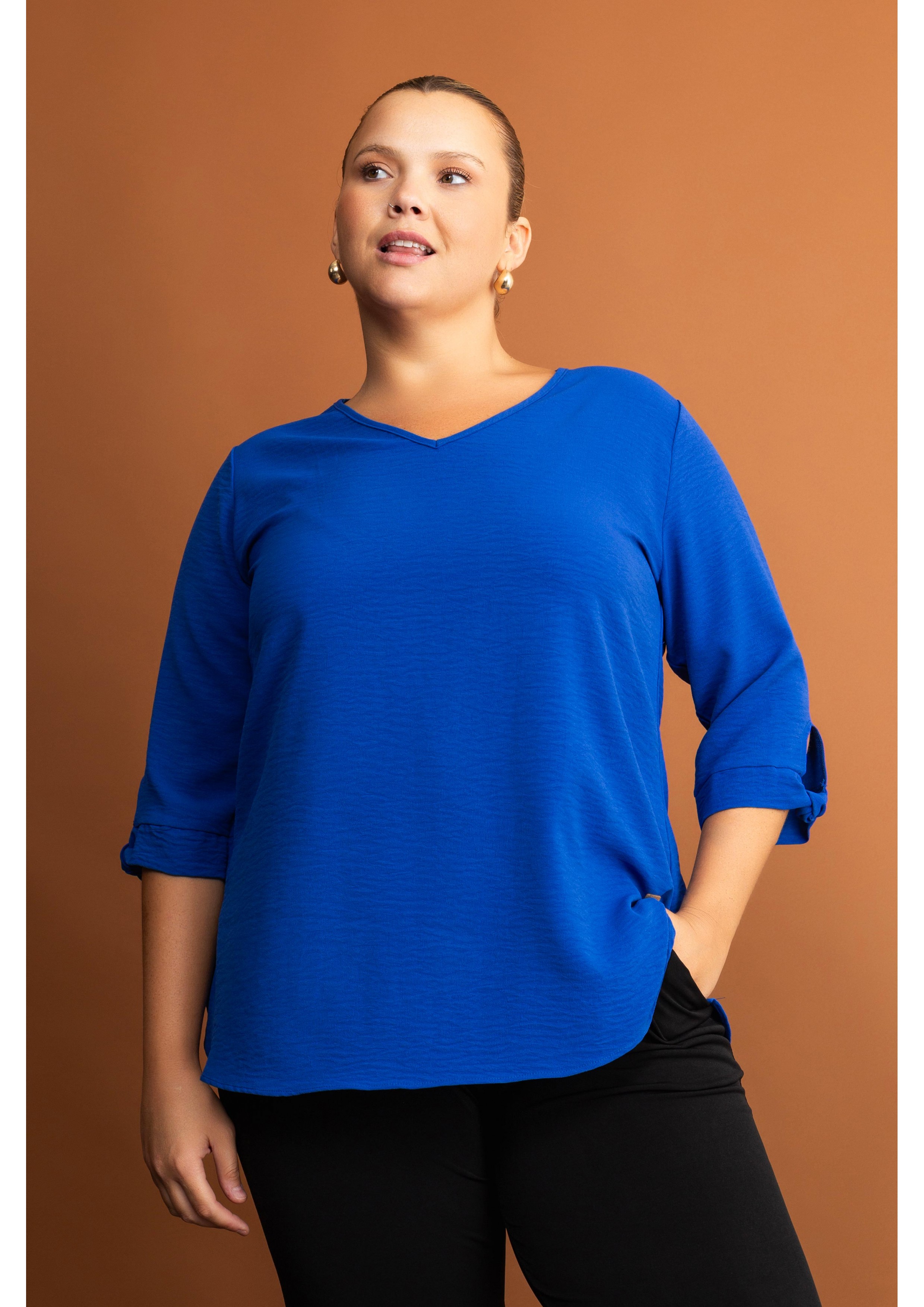 Solid Fabric Blouse Autumn...