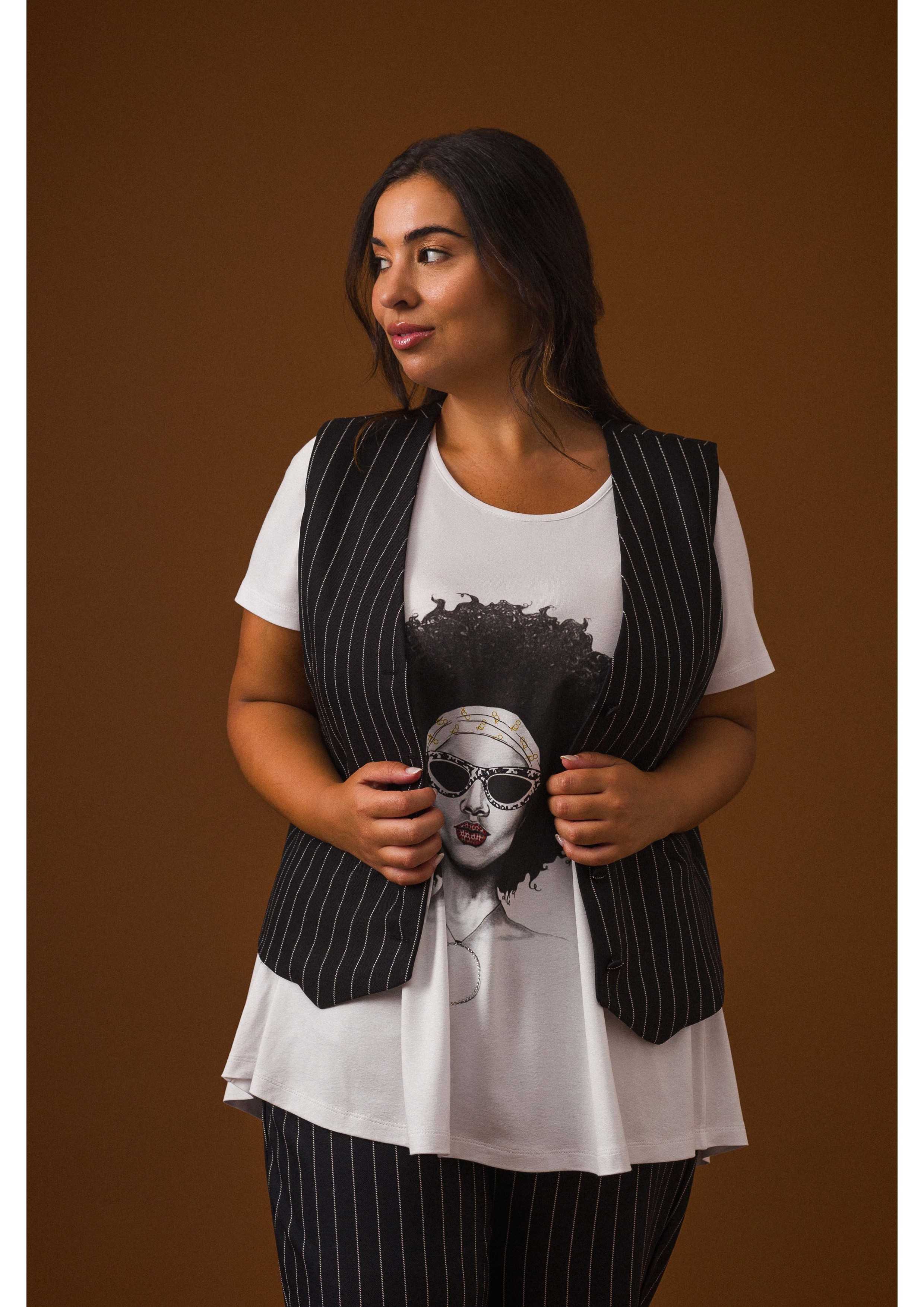 Plain fabric vest with...