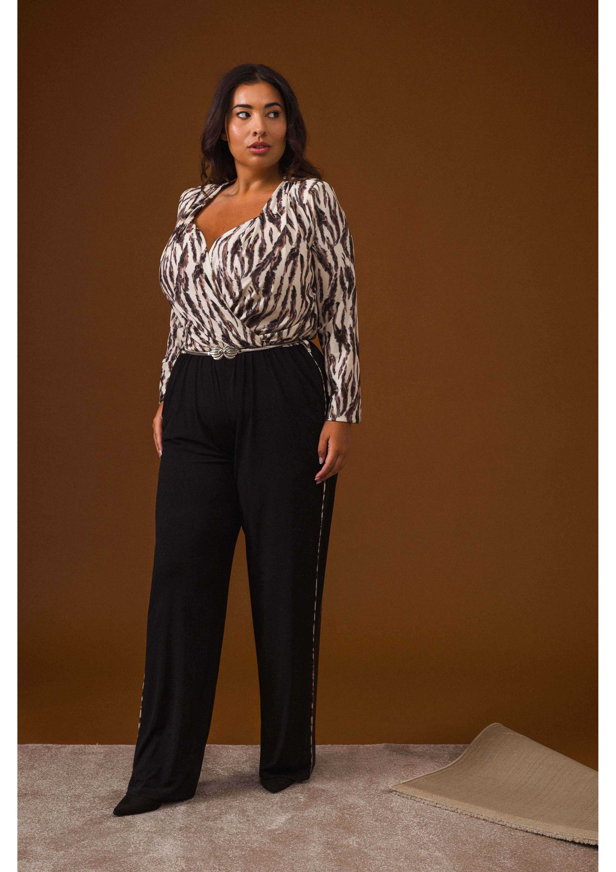 Jumpsuit in solid and tiger...