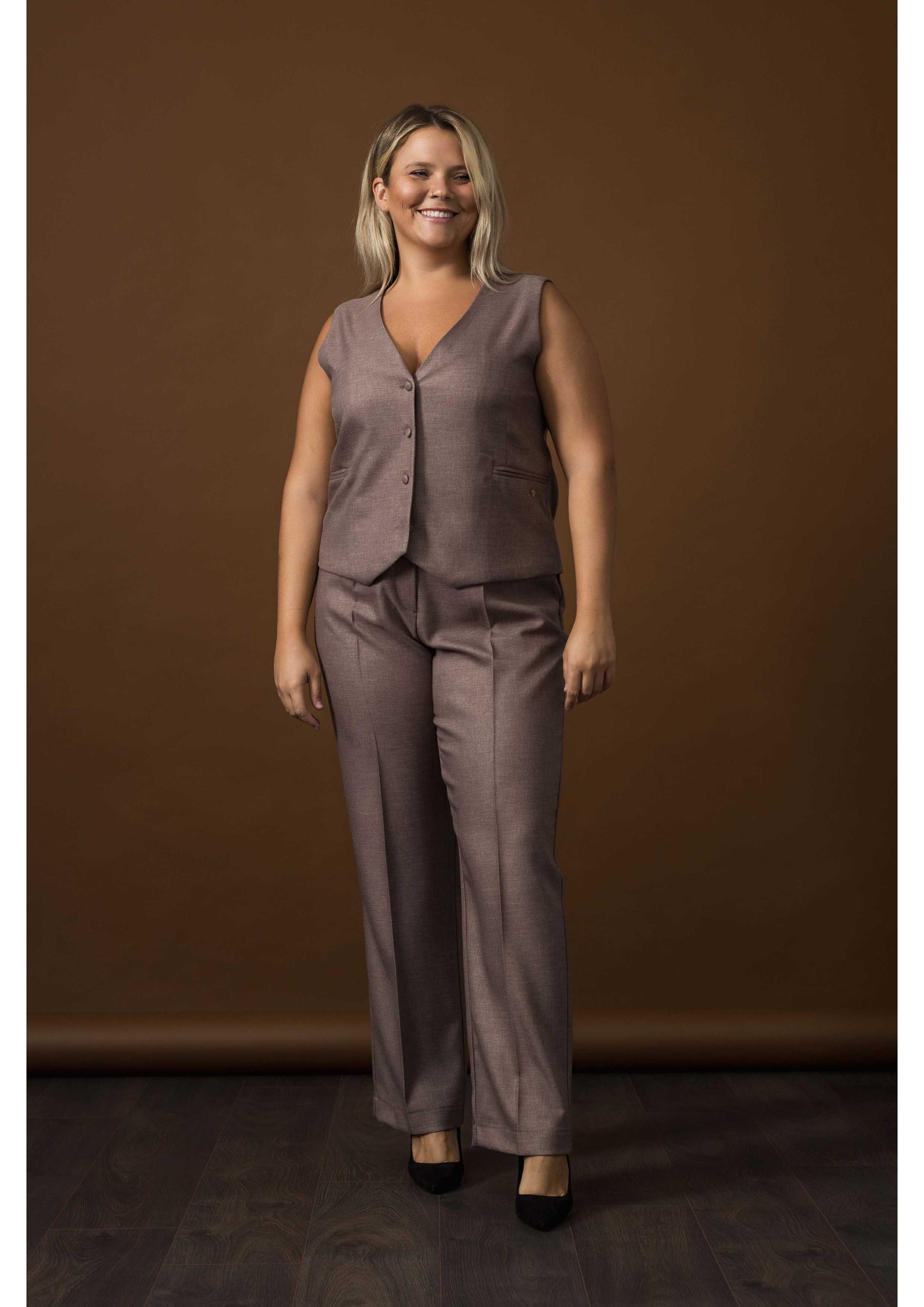 Pantalon en tissu uni...