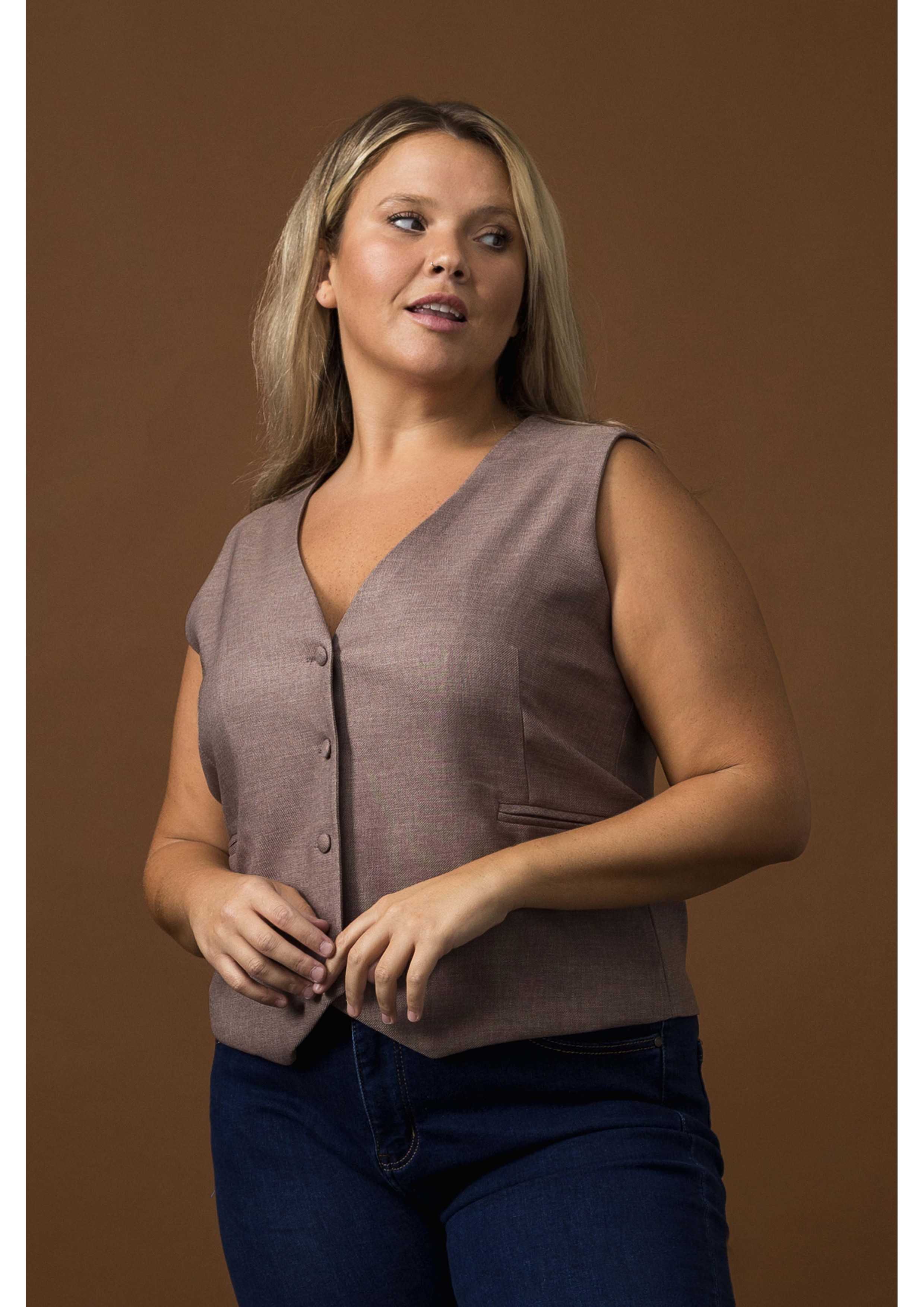 Plain Fabric Vest Autumn...