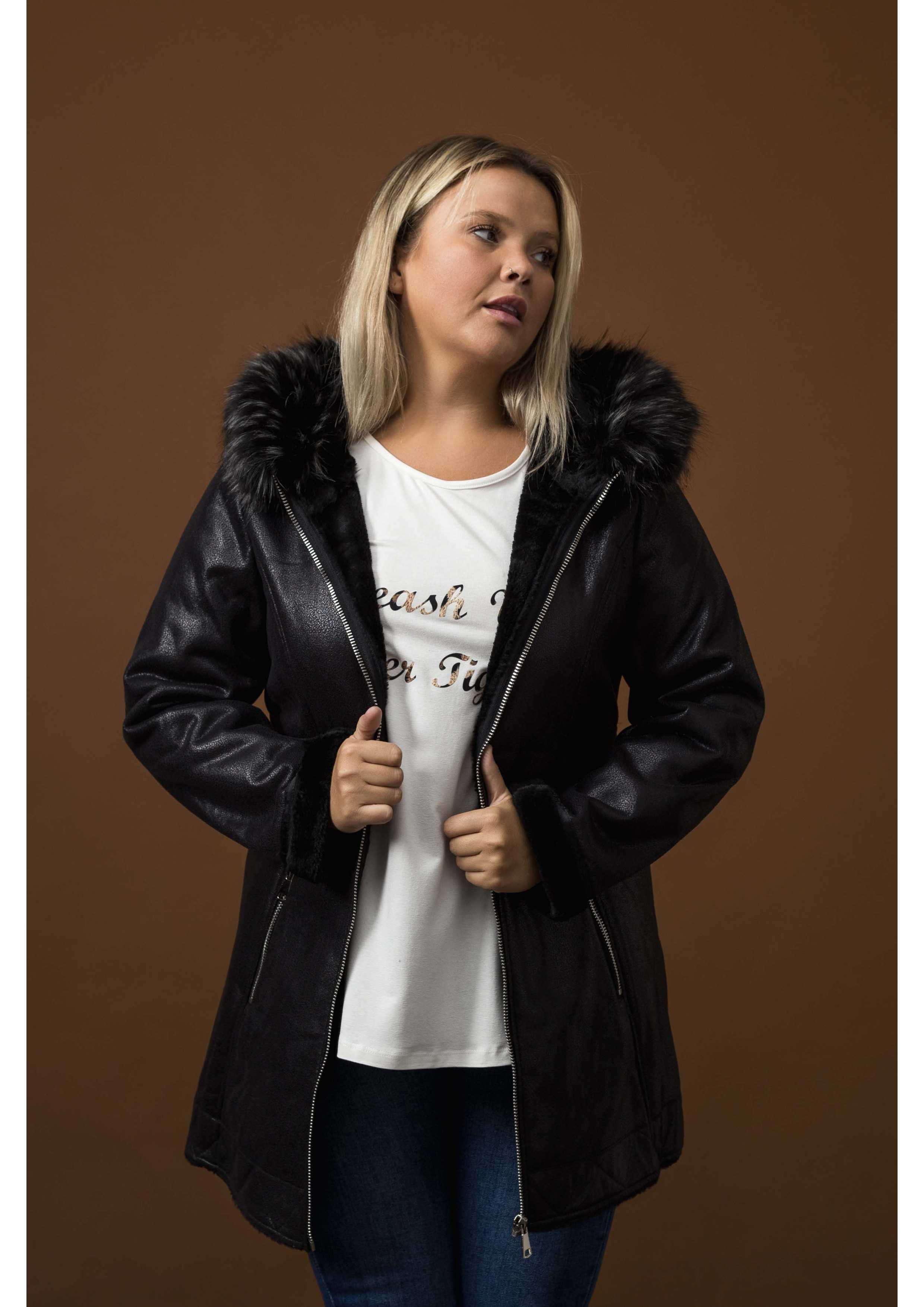 Plain Fabric Parka Autumn...