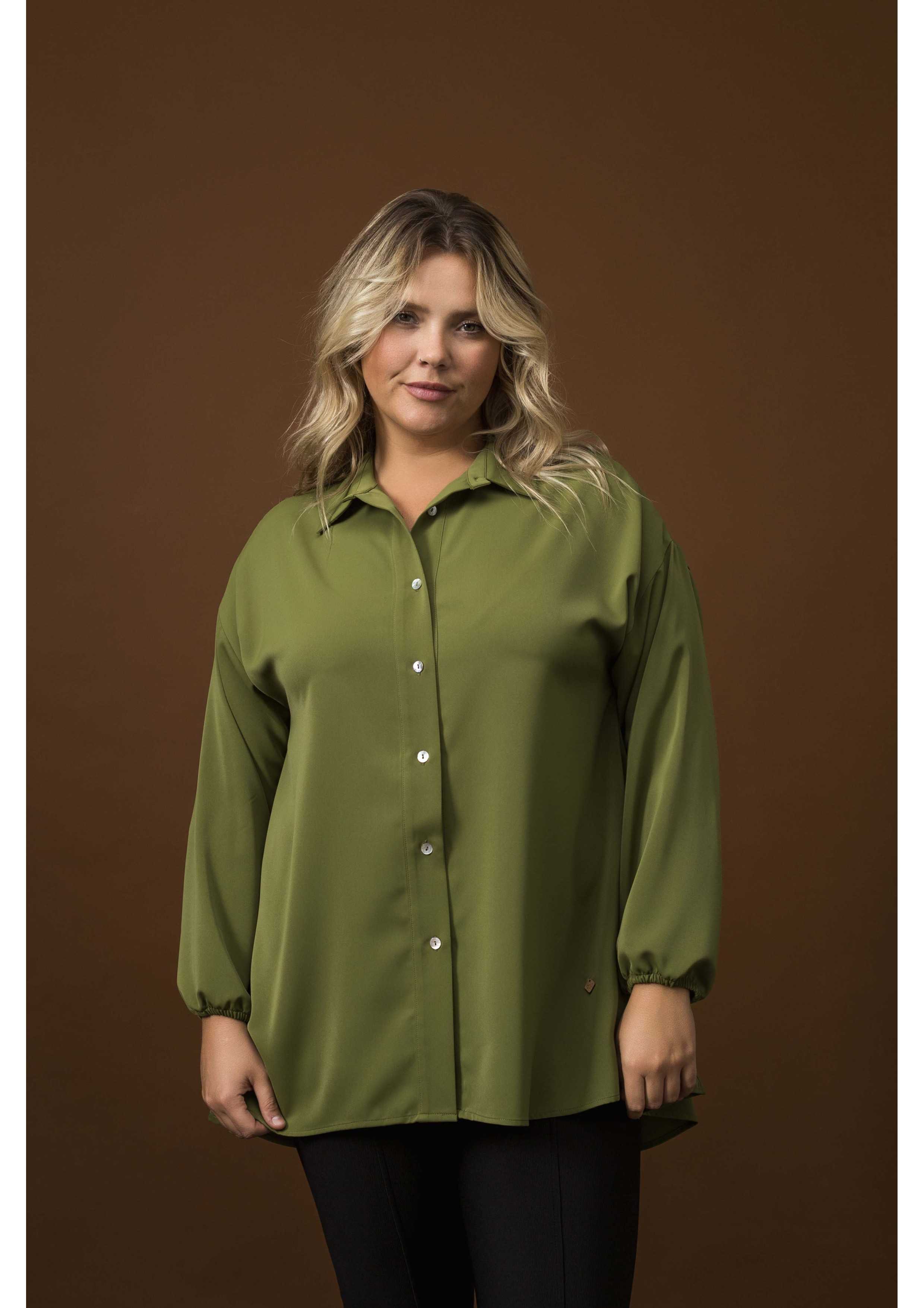 Plain Fabric Blouse Autumn...