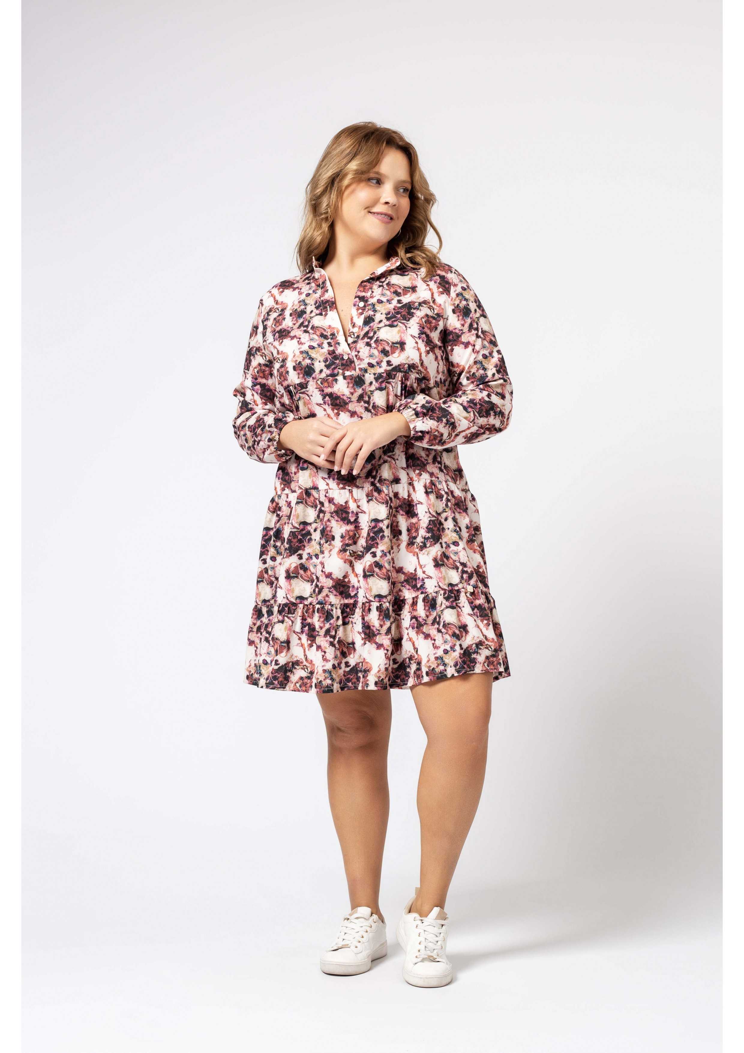 Shirt Dress with Ruffles at...