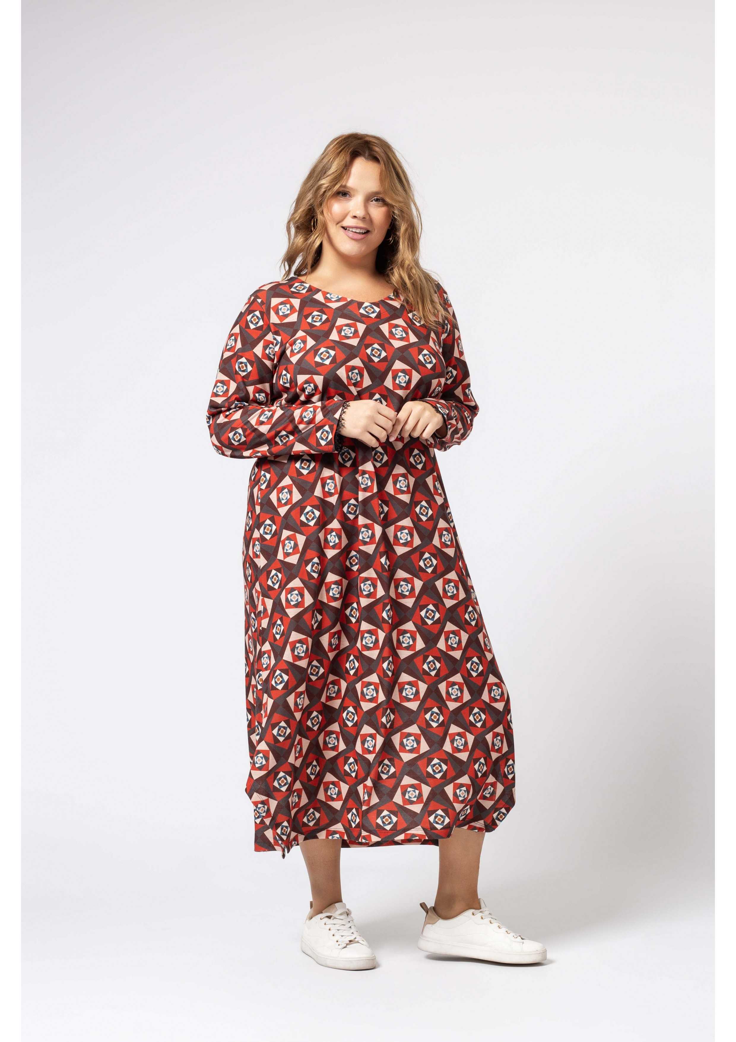 Long Printed Knit Dress...