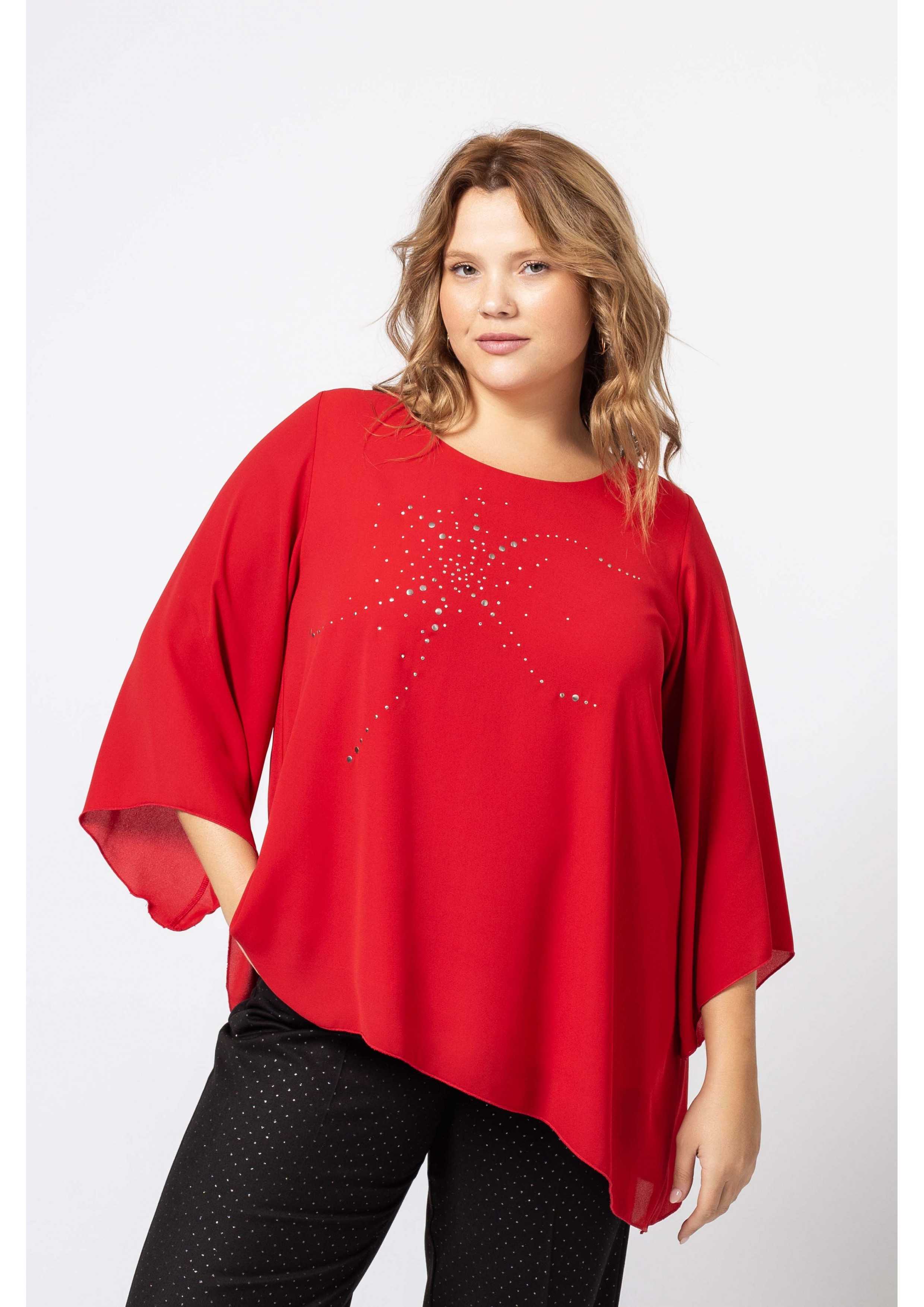 Blouse en tissu uni...