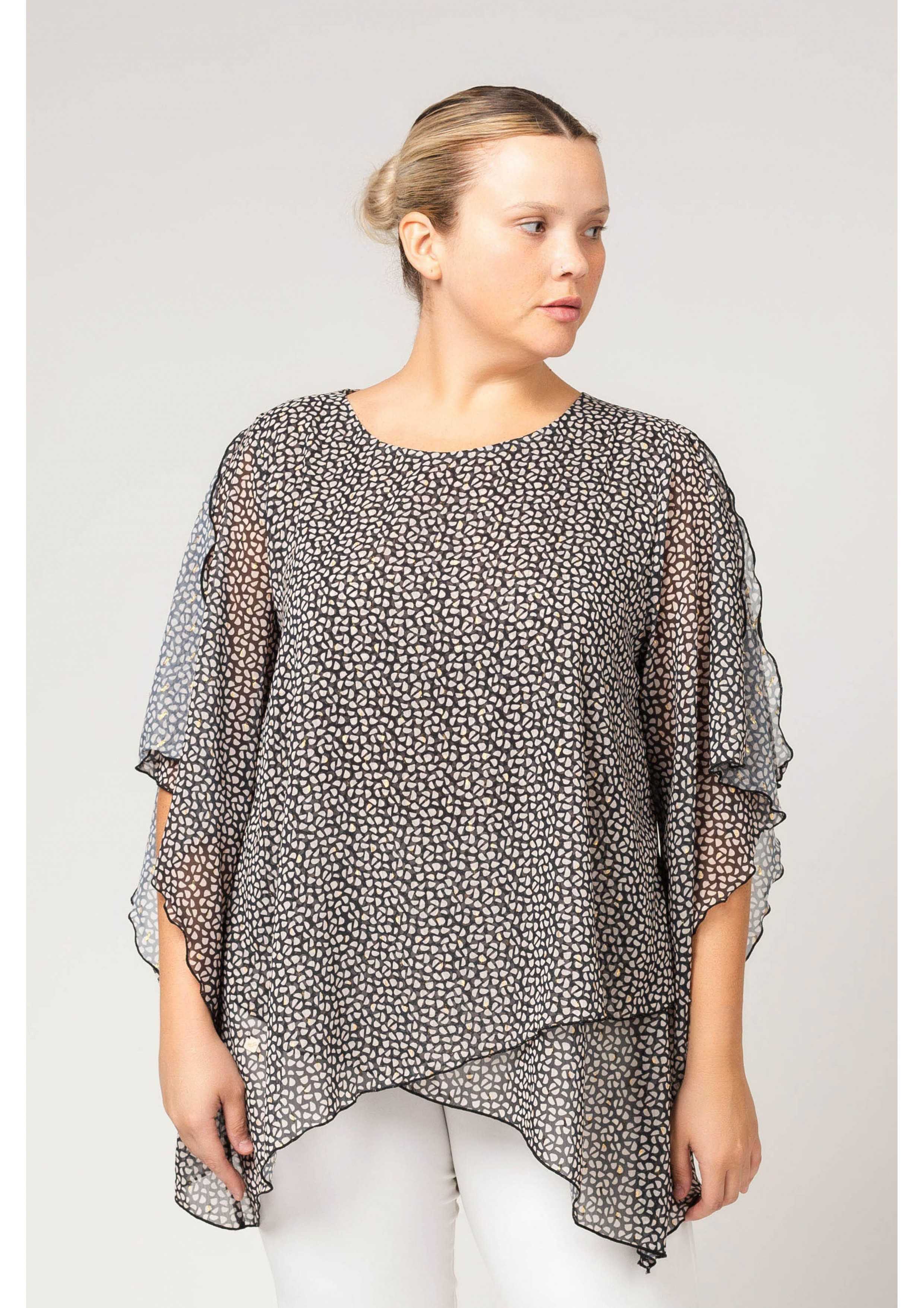 Printed Fabric Peplum Tunic...