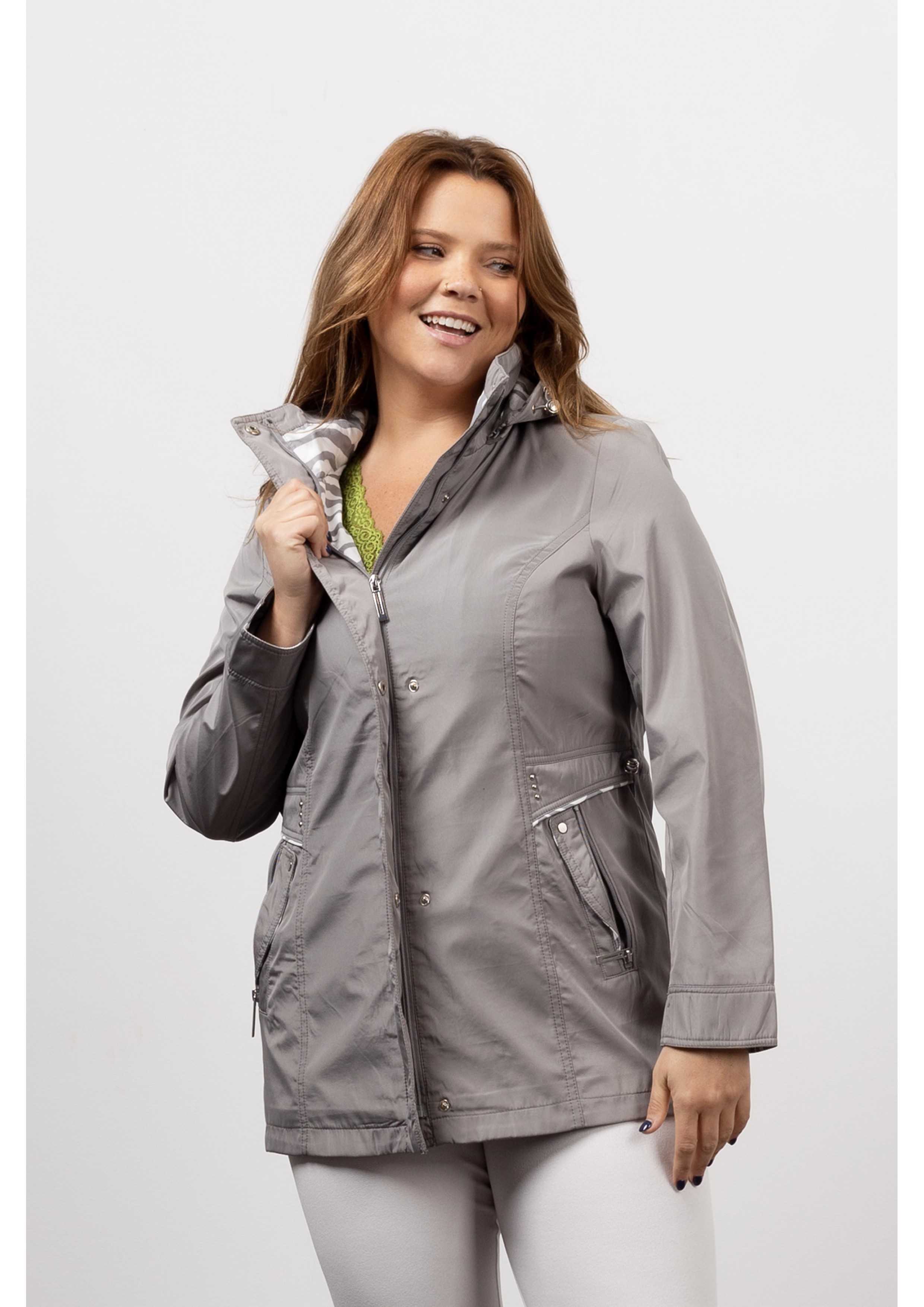 Solid Fabric Parka Spring...