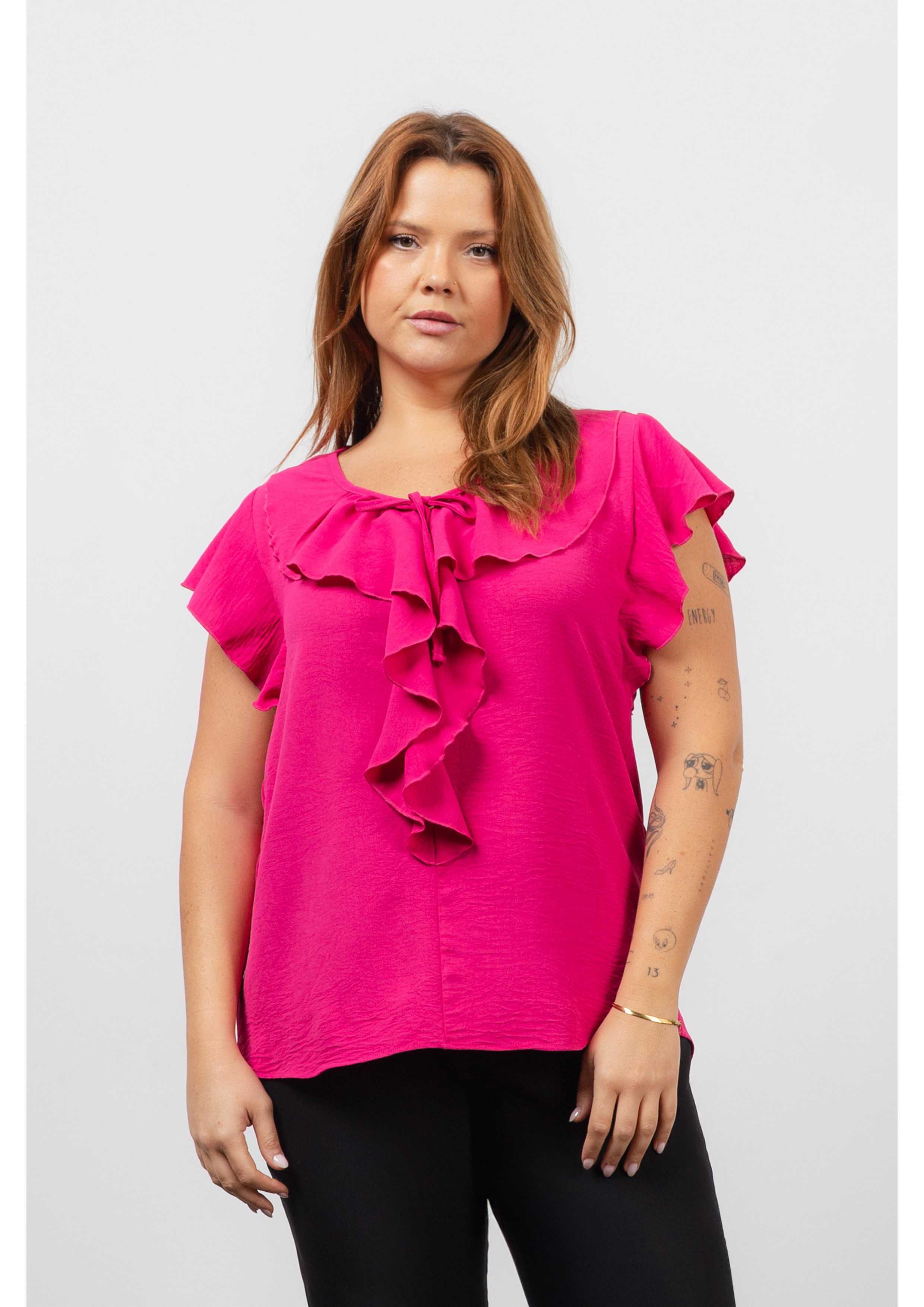 Blouse en tissu uni...