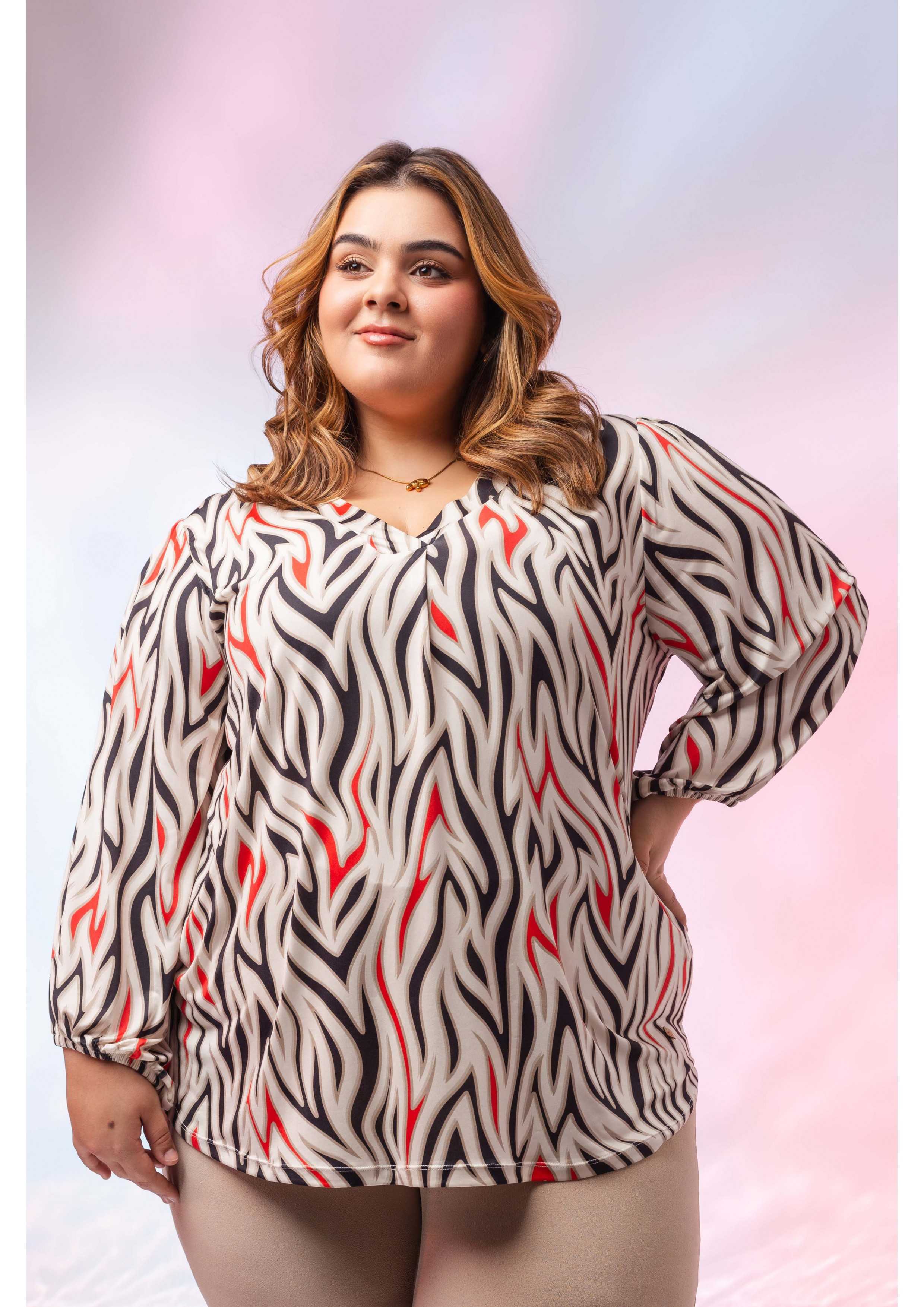 Túnica de malha estampada...