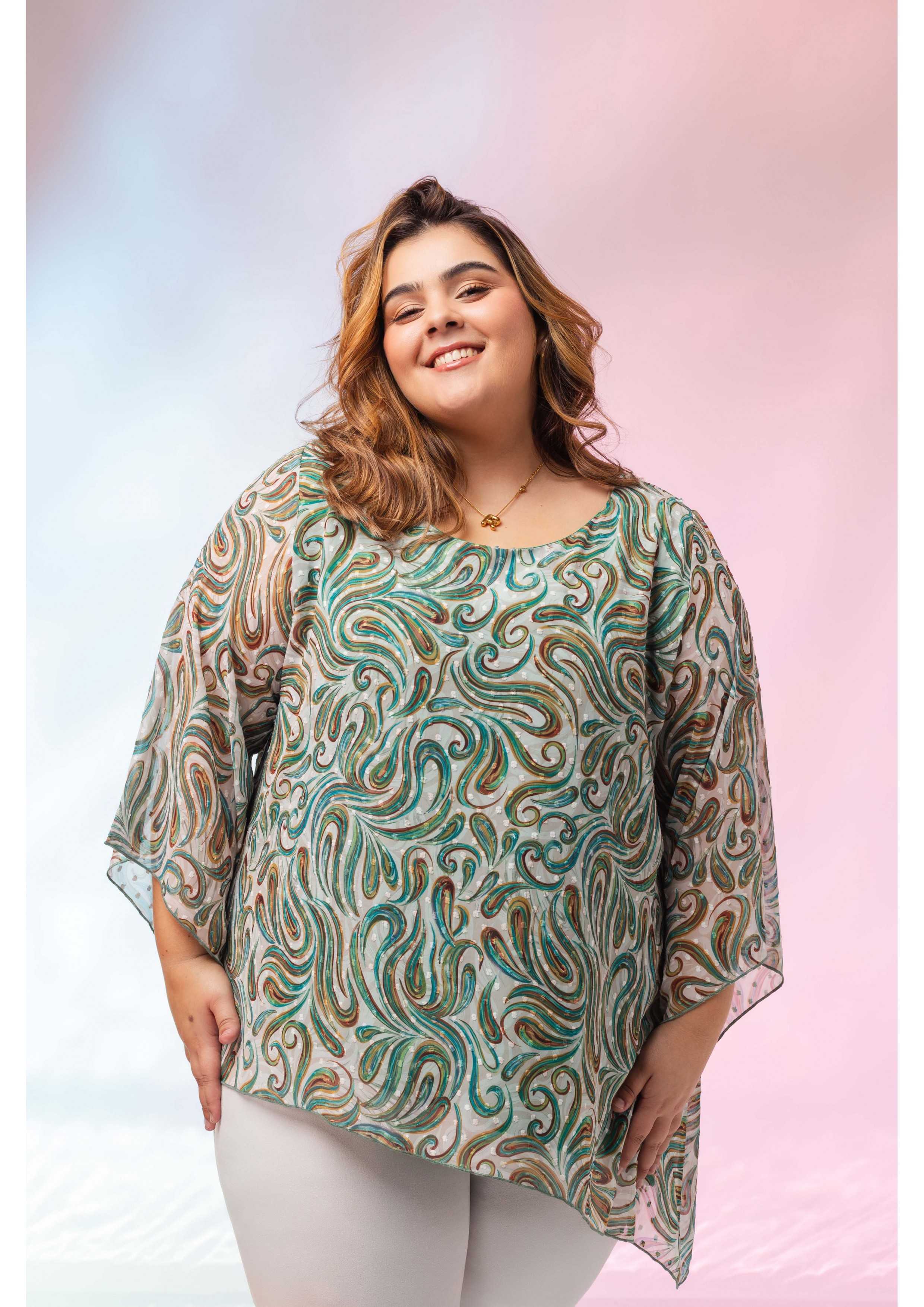 Tunic in fine printed...