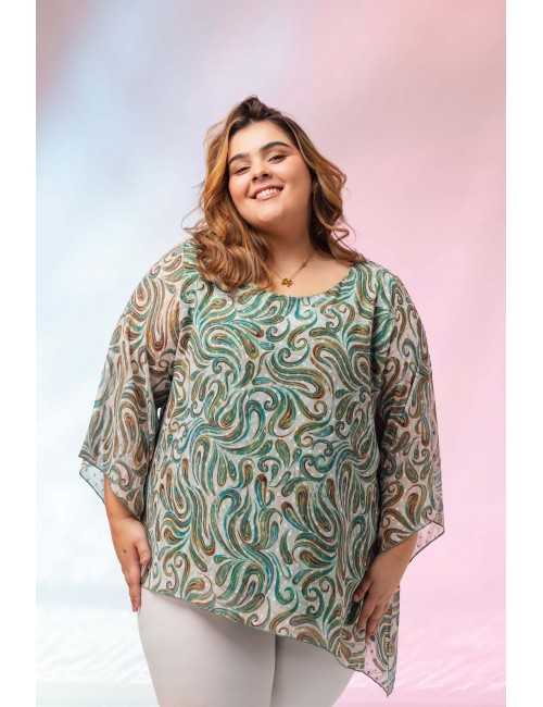 Tunic in fine printed...