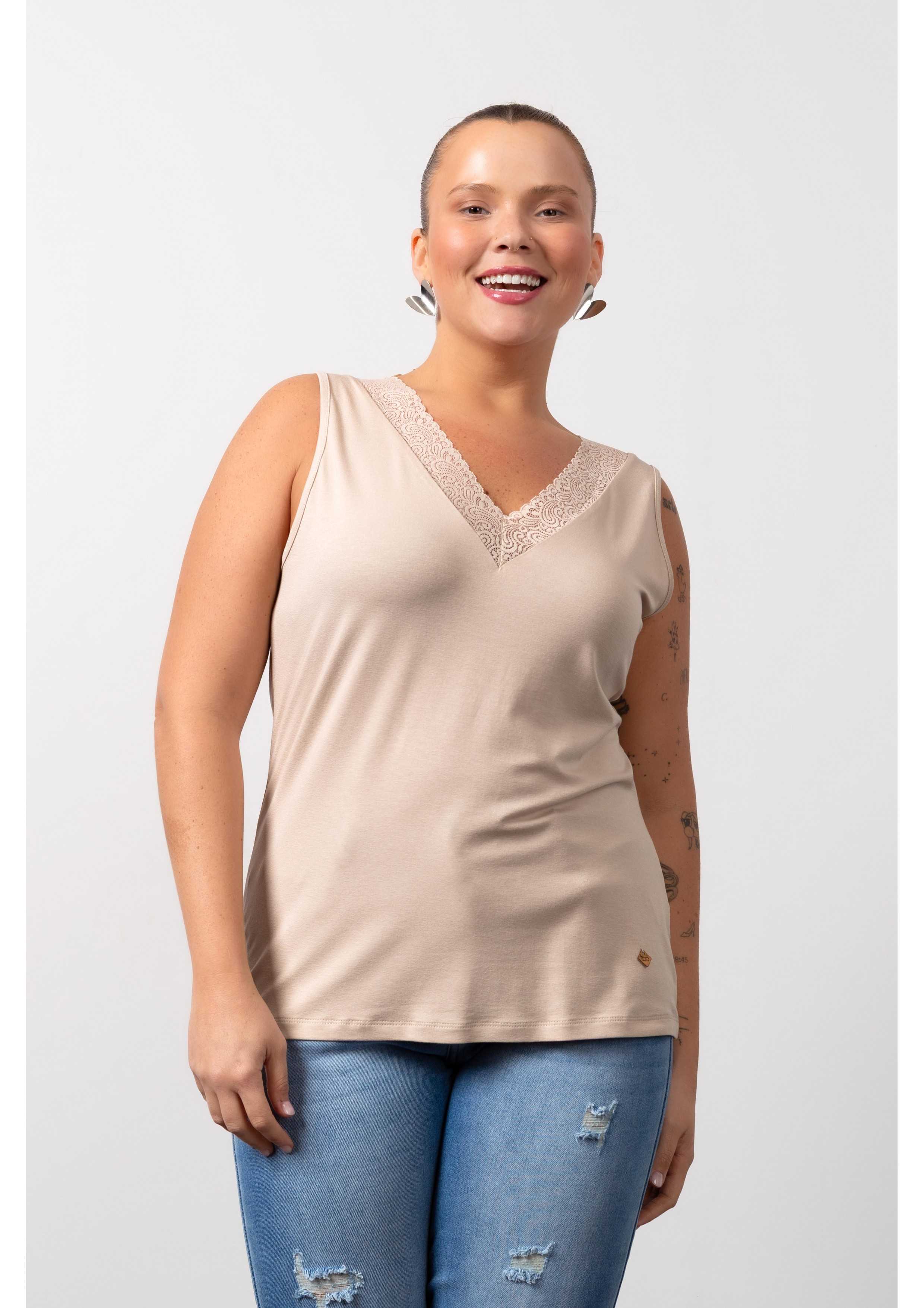 Top de malha lisa Colección...