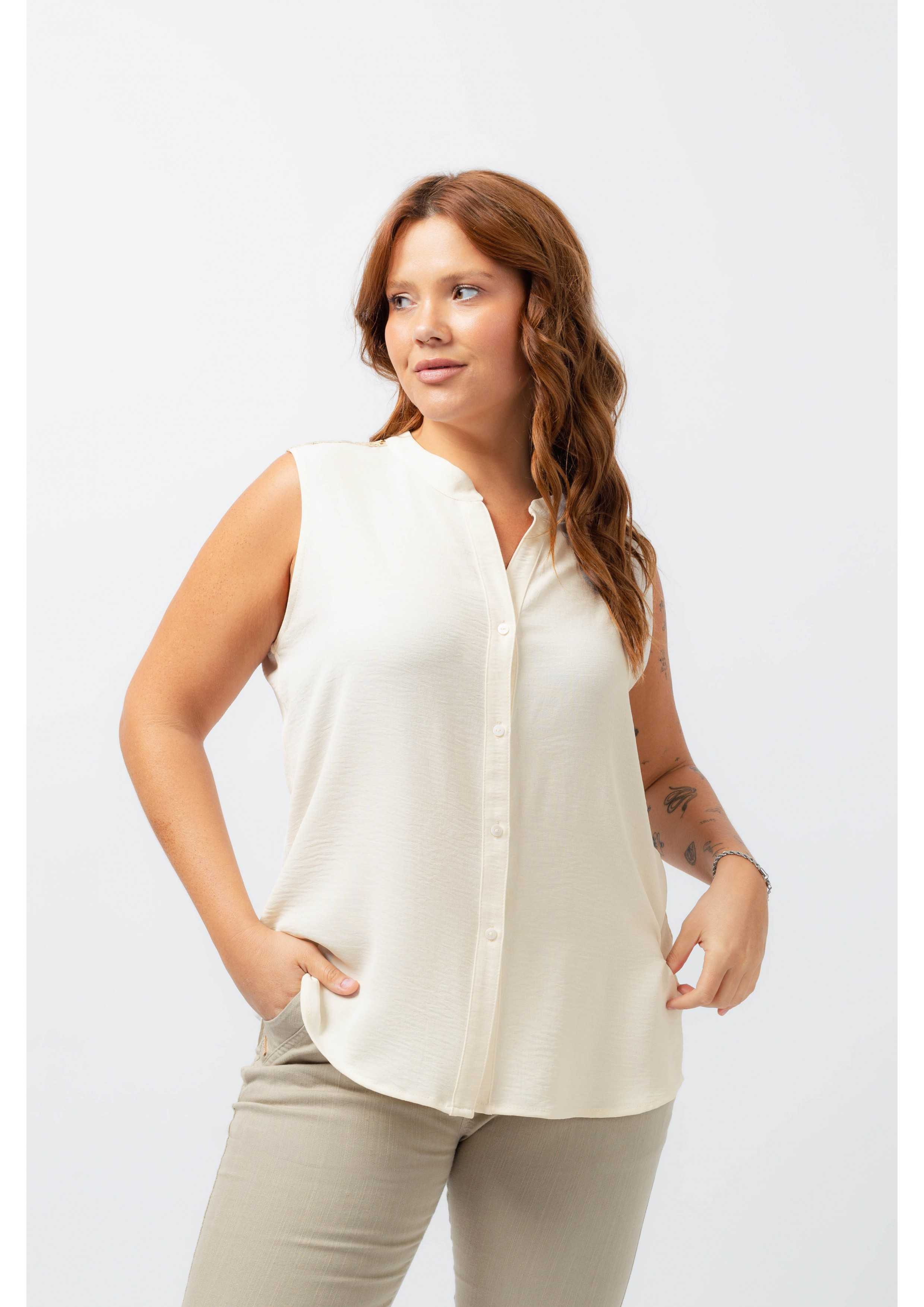 Plain Fabric Blouse Spring...