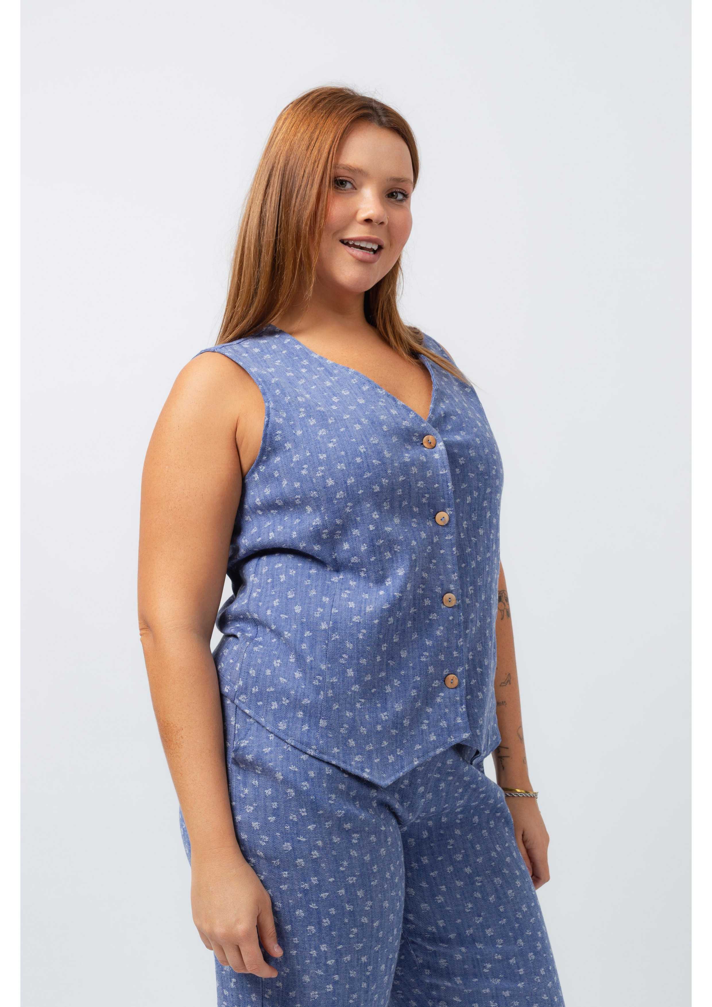 Gilet en jean à pois...