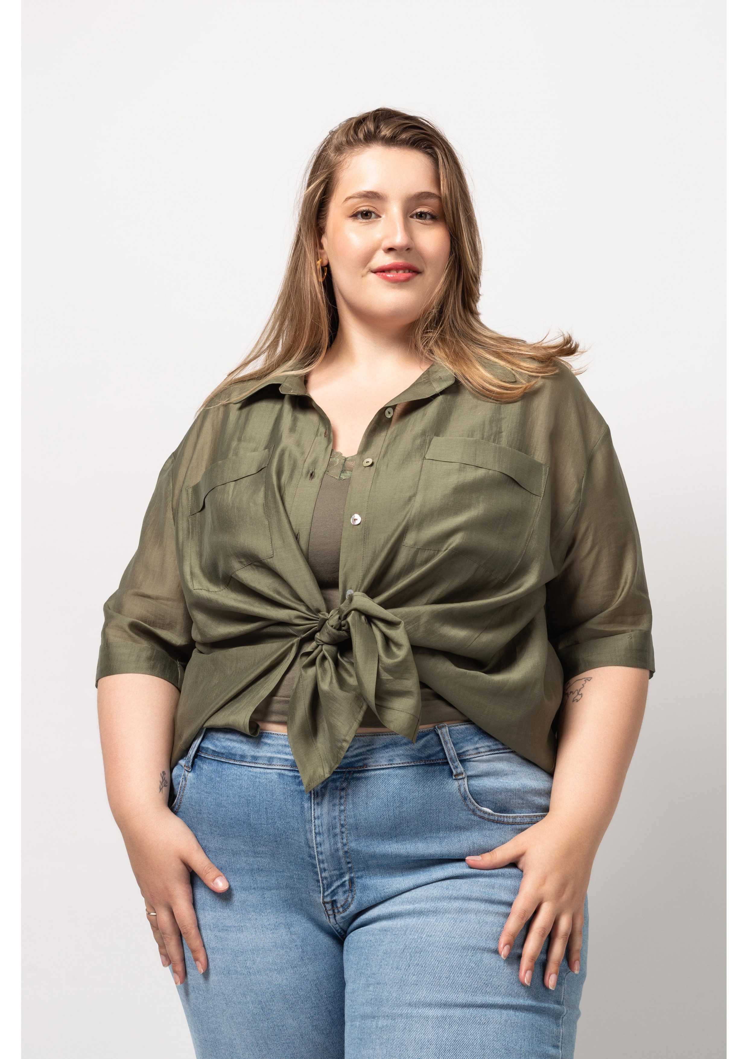 Plain Fabric Blouse Spring...