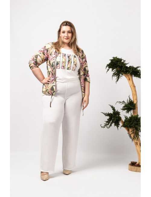 Pantalon en tissu uni...