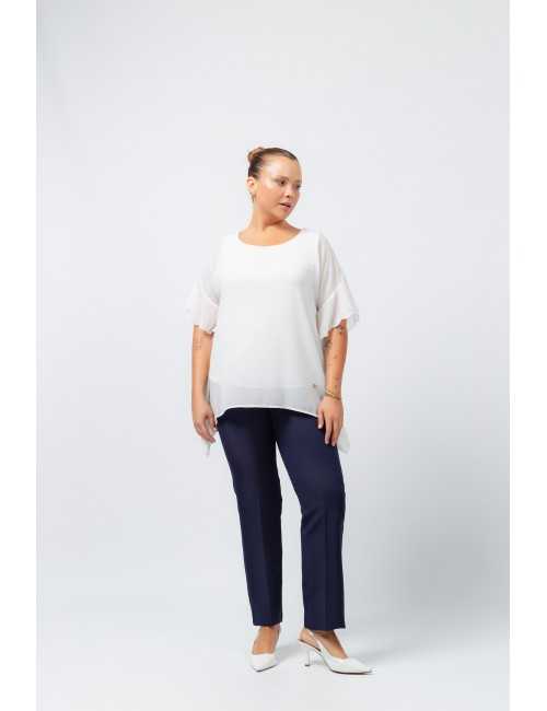 Pantalon en tissu lisse...