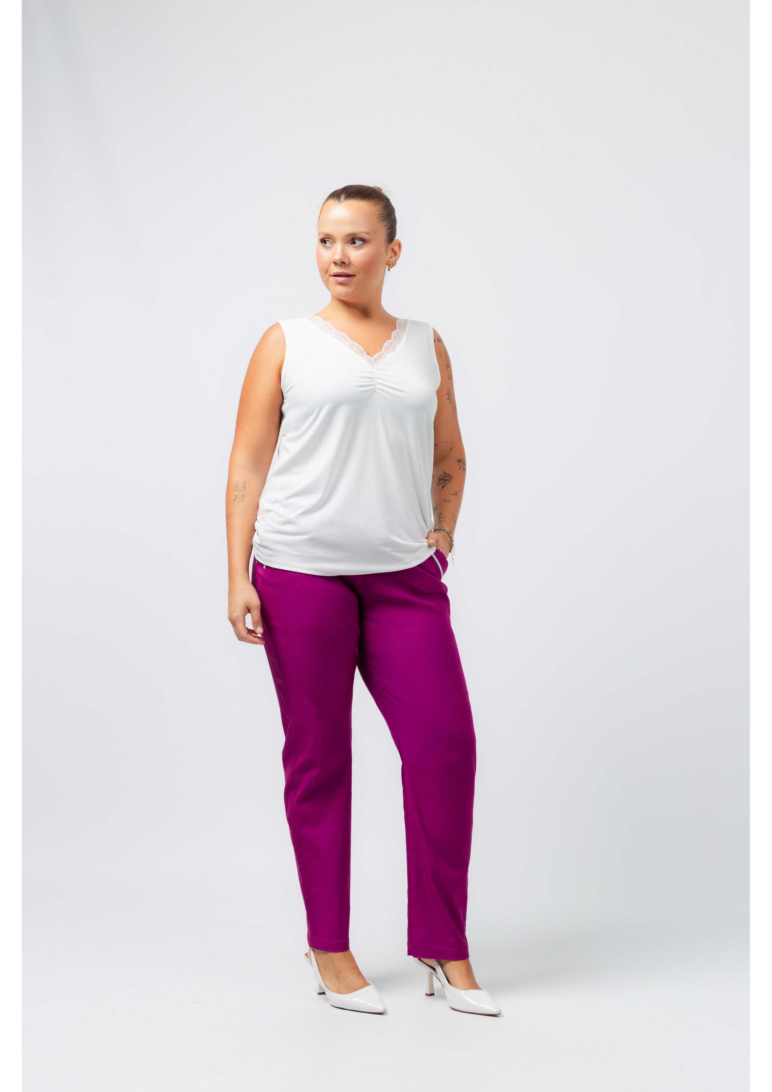 Pantalon en tissu uni...