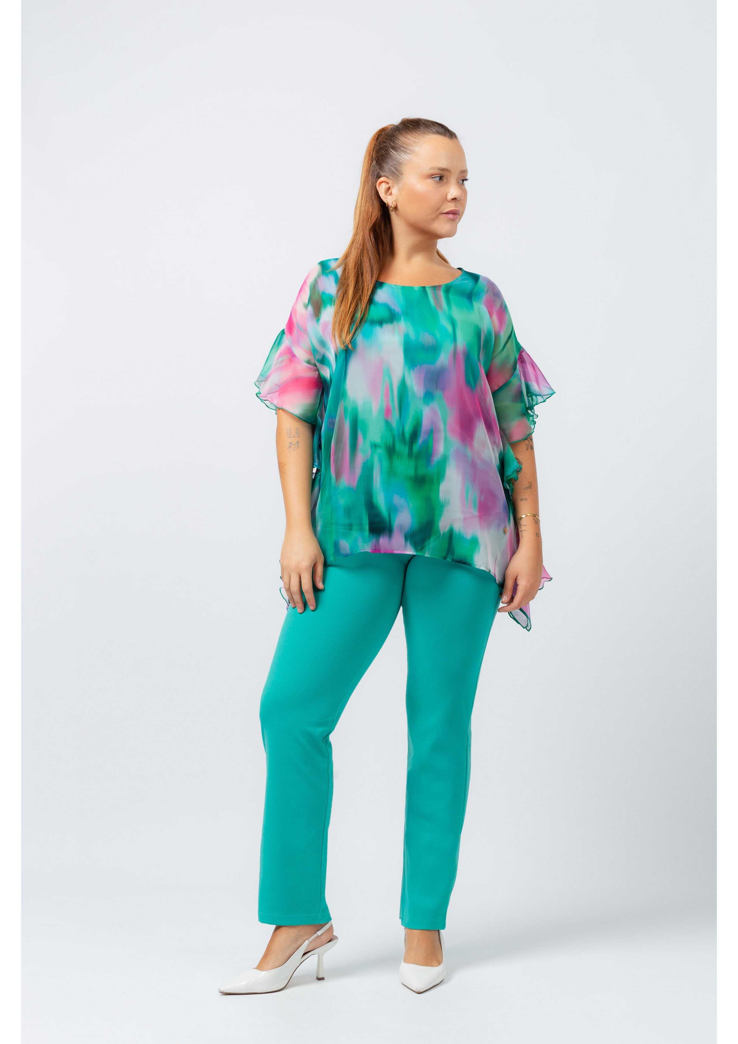 Pantalon en tissu uni...