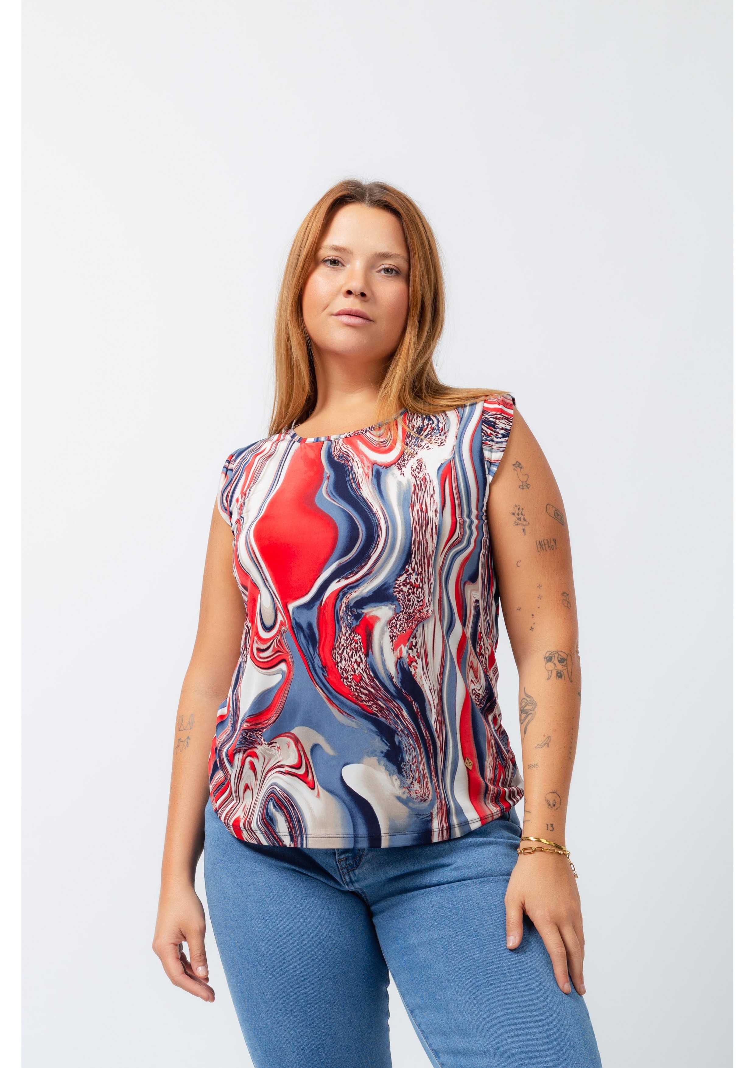 Top de malla estampada...