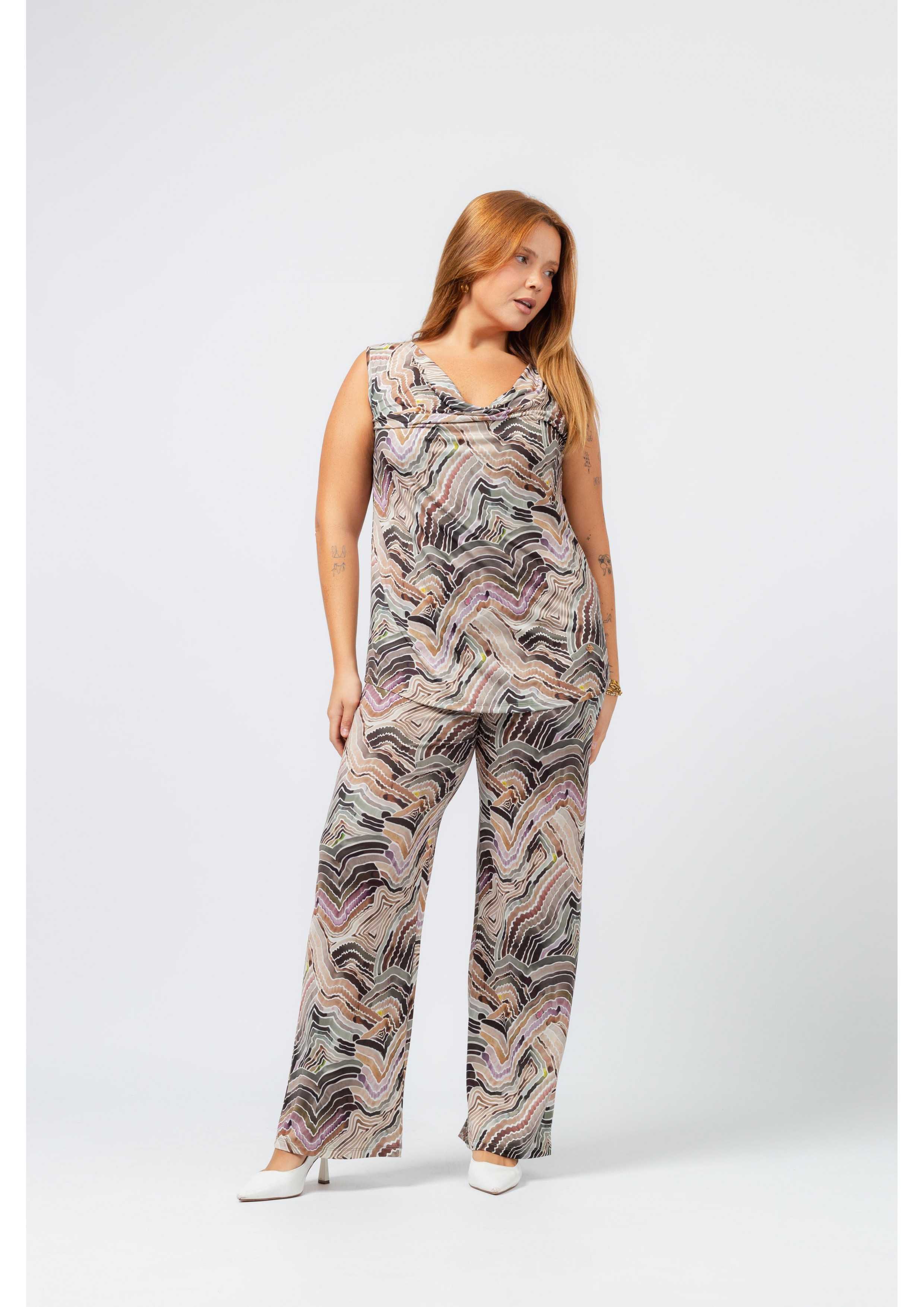 Pantalon en maille imprimée...