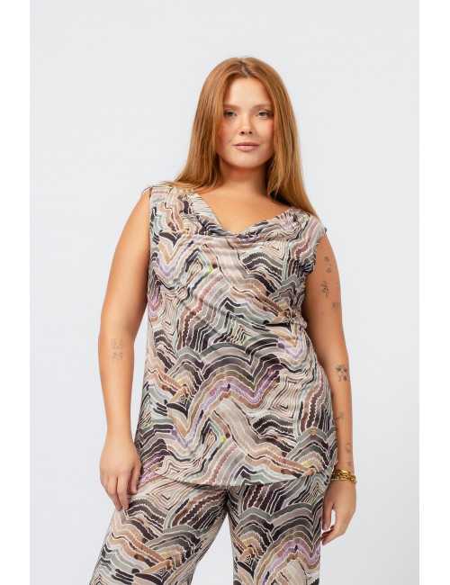 Top de malla estampada...