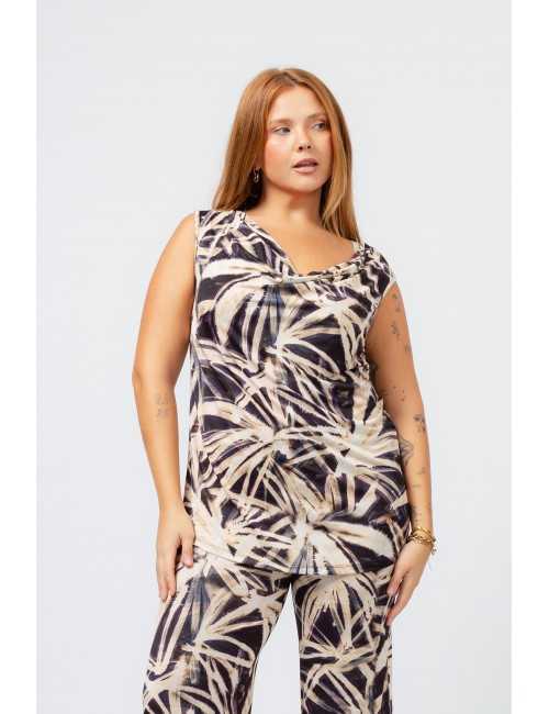 Top de malla estampada...