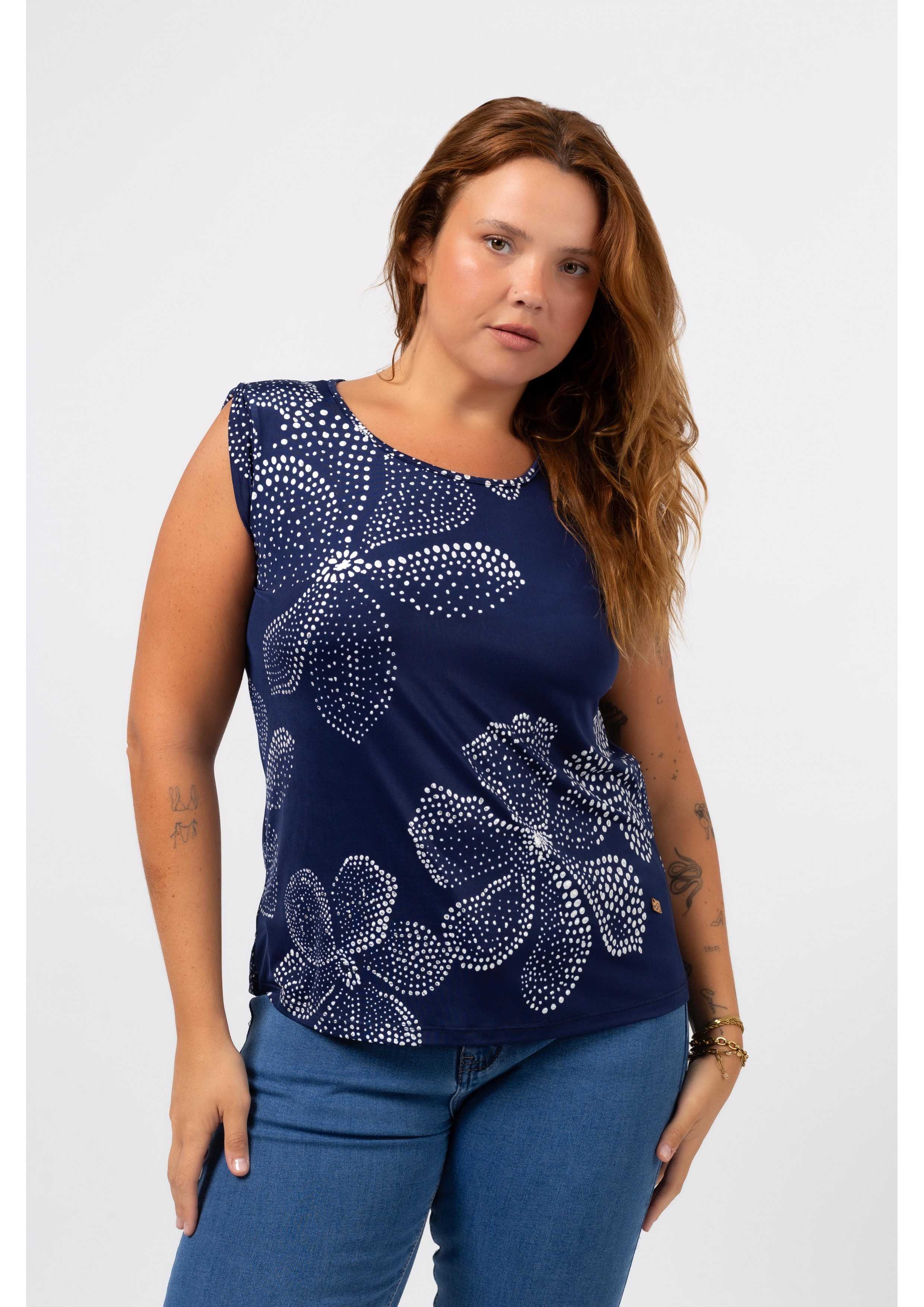 Top de malla estampada...