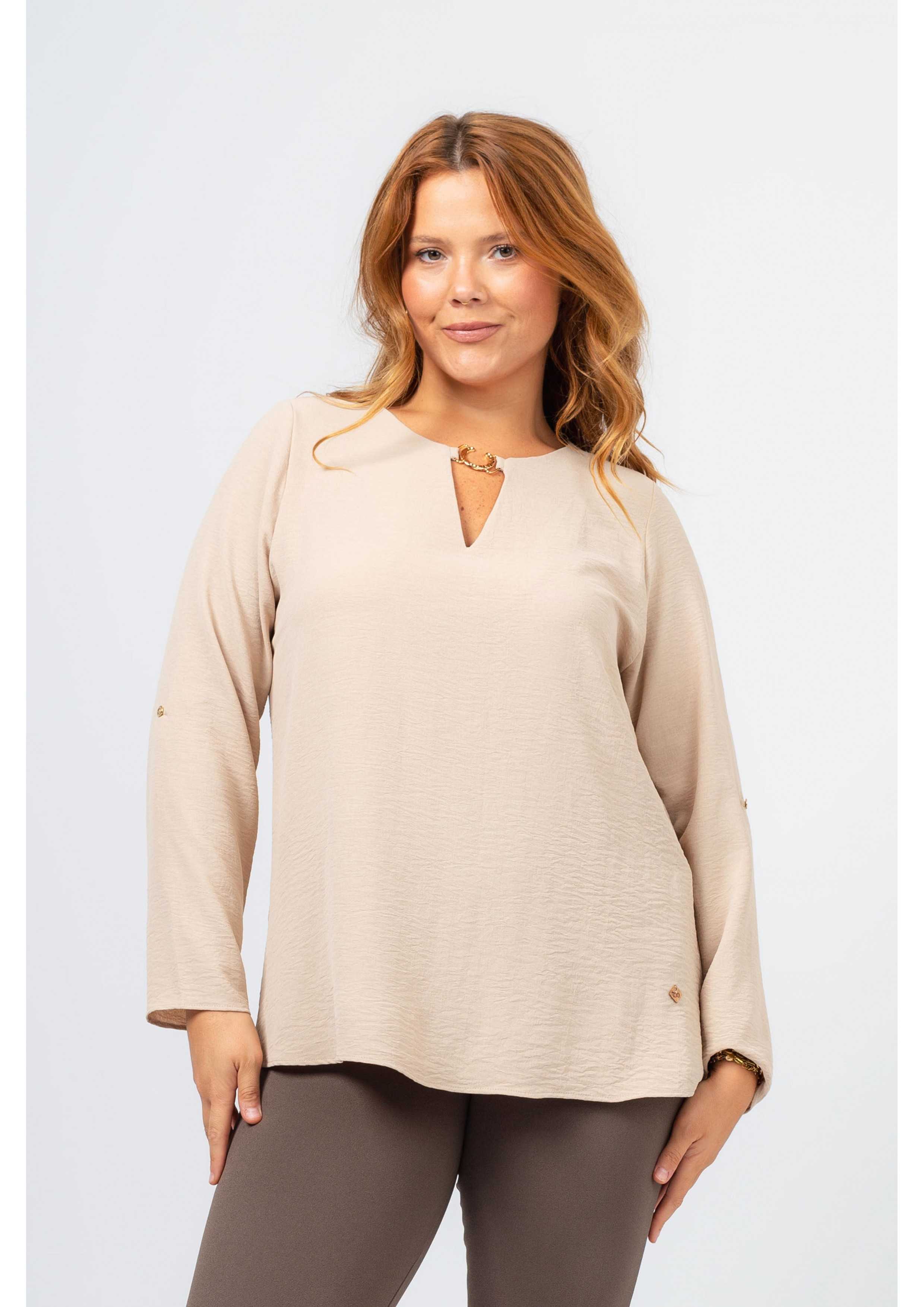 Plain Fabric Tunic Autumn...