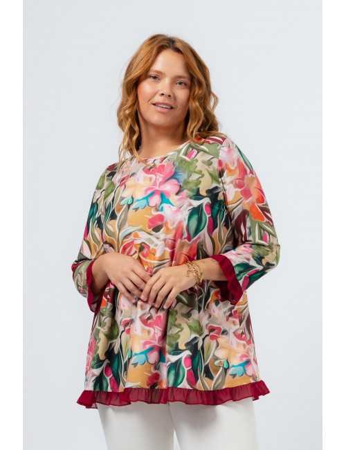 Túnica de malla estampada...