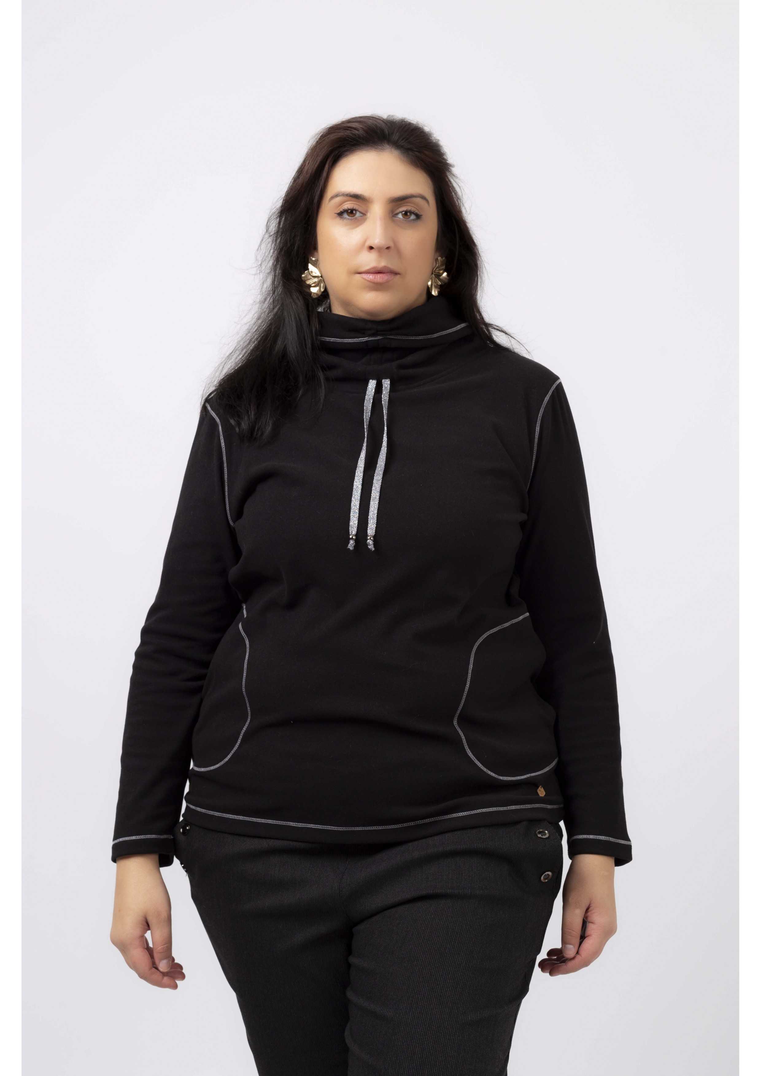 251185 - Laminated Fleece Sweatshirt Autumn Winter Collection Plus Sizes for wholesale by Teresa Cardoso Oliveira