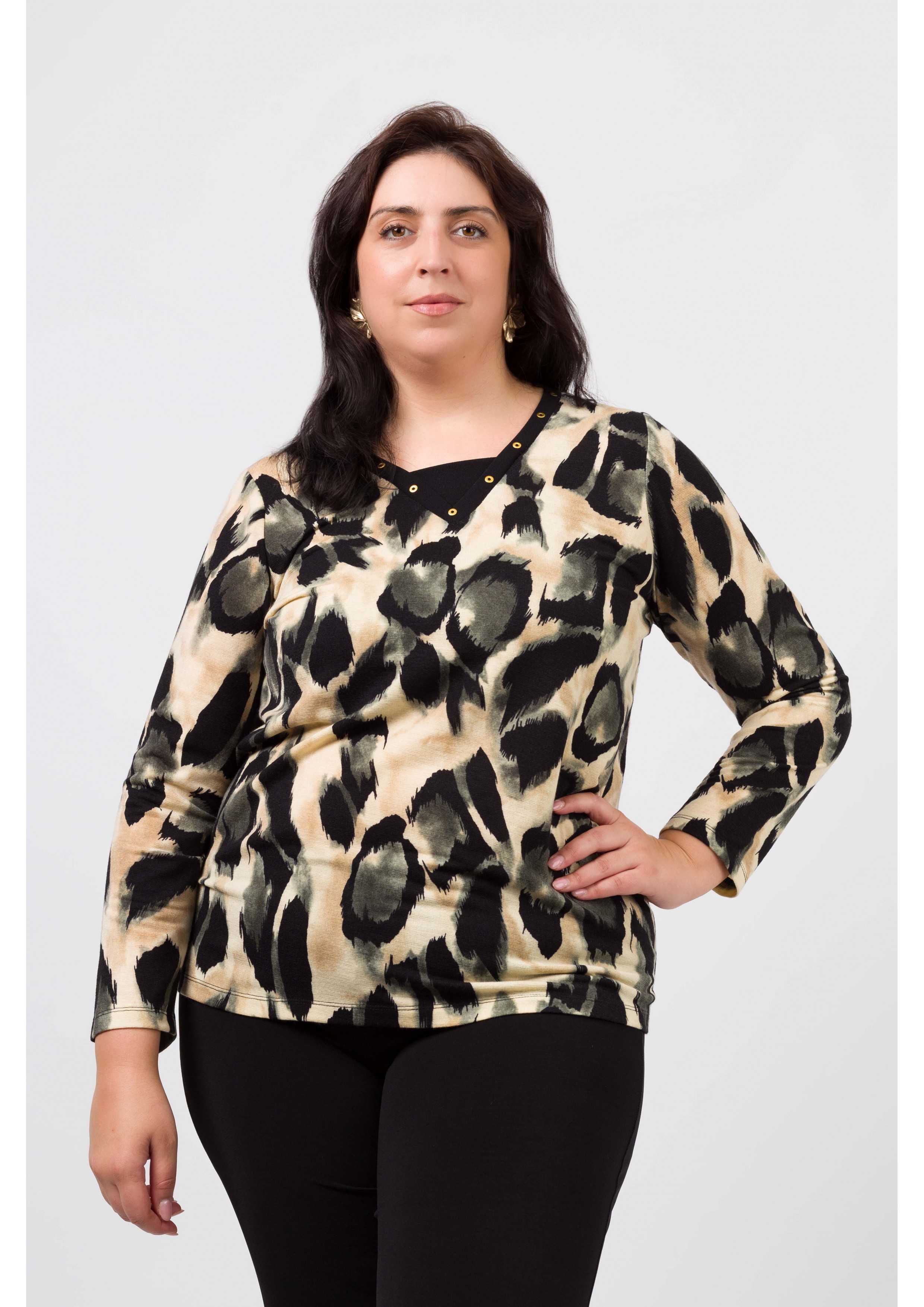 251173 - Printed Knit Sweater Autumn Winter Collection Plus Sizes for wholesale by Teresa Cardoso Oliveira