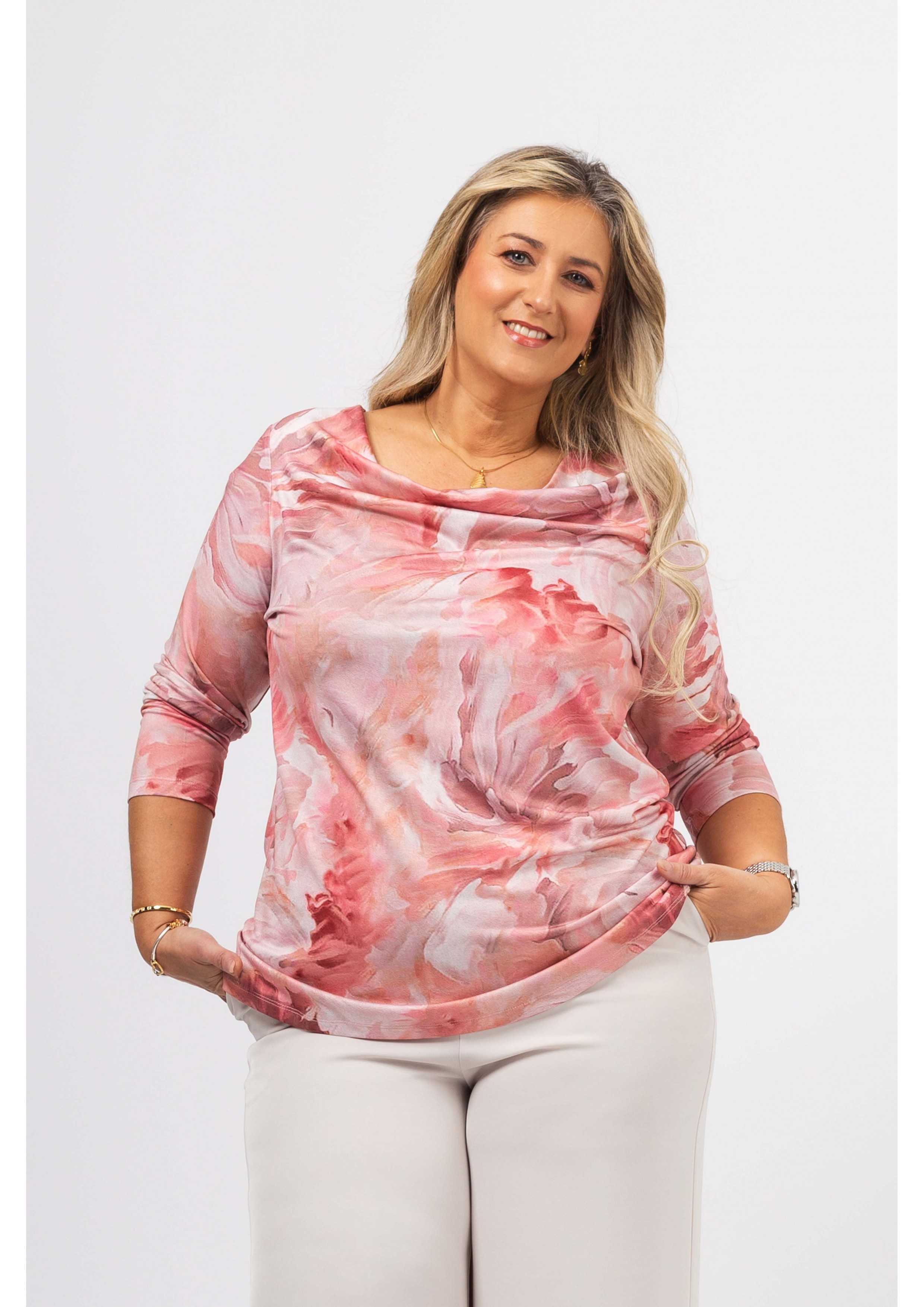 251206 - Gebreide trui met print Lente Zomer Collectie Grote Maten voor wholesale door Teresa Cardoso Oliveira