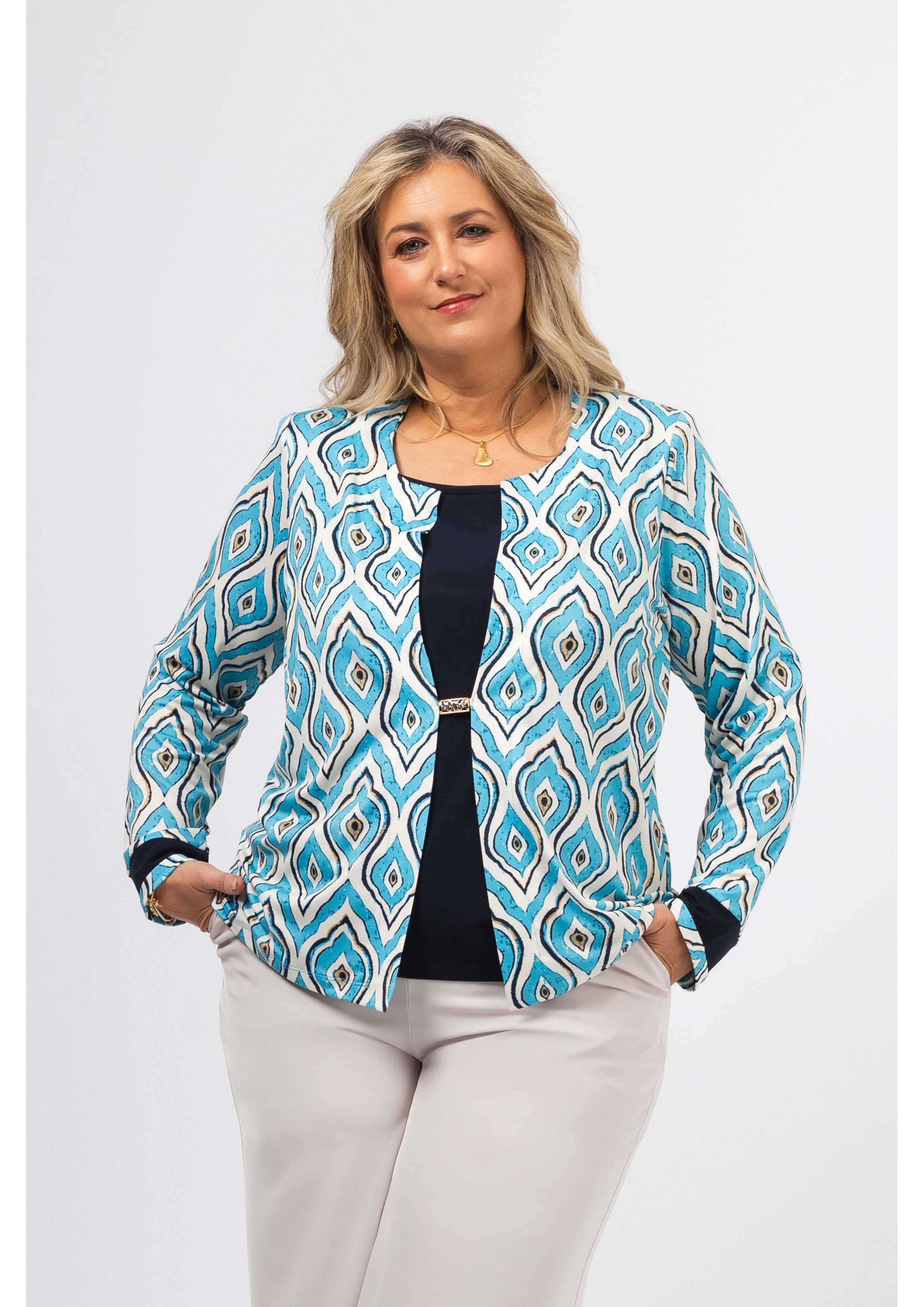 252043 - Conjunto em malha lisa e estampada Coleção Primavera Verão Tamanhos Grandes por atacado de Teresa Cardoso Oliveira