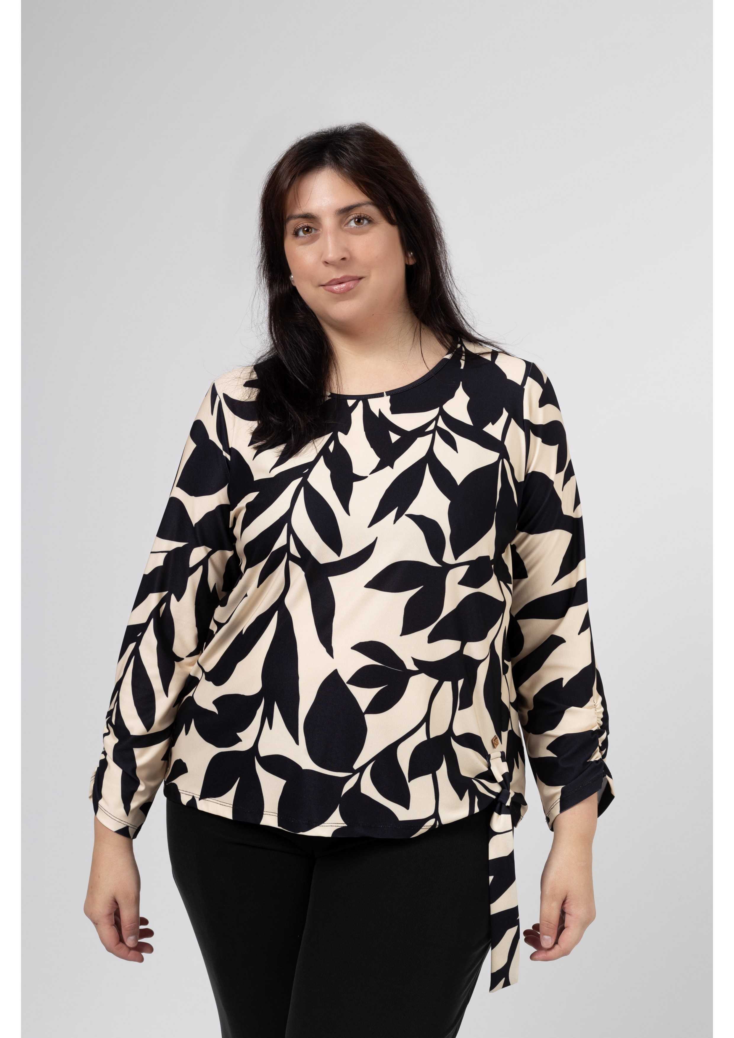 251210 - Mønstret striktrøje Forår/Sommer Kollektion Store Størrelser for engroshandel hos Teresa Cardoso Oliveira